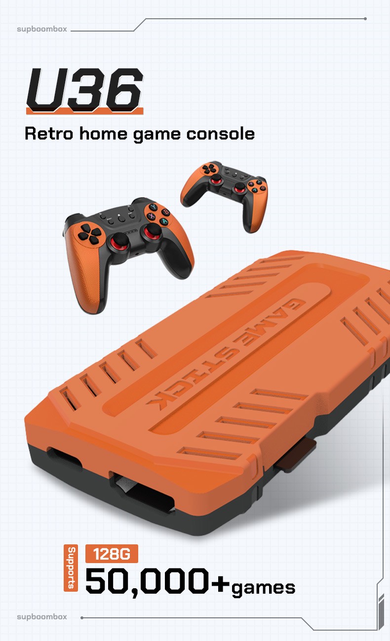 U36 Retro Game Console 4K HDMI TV Stick Dual Wireless Controllers 50000+ G
