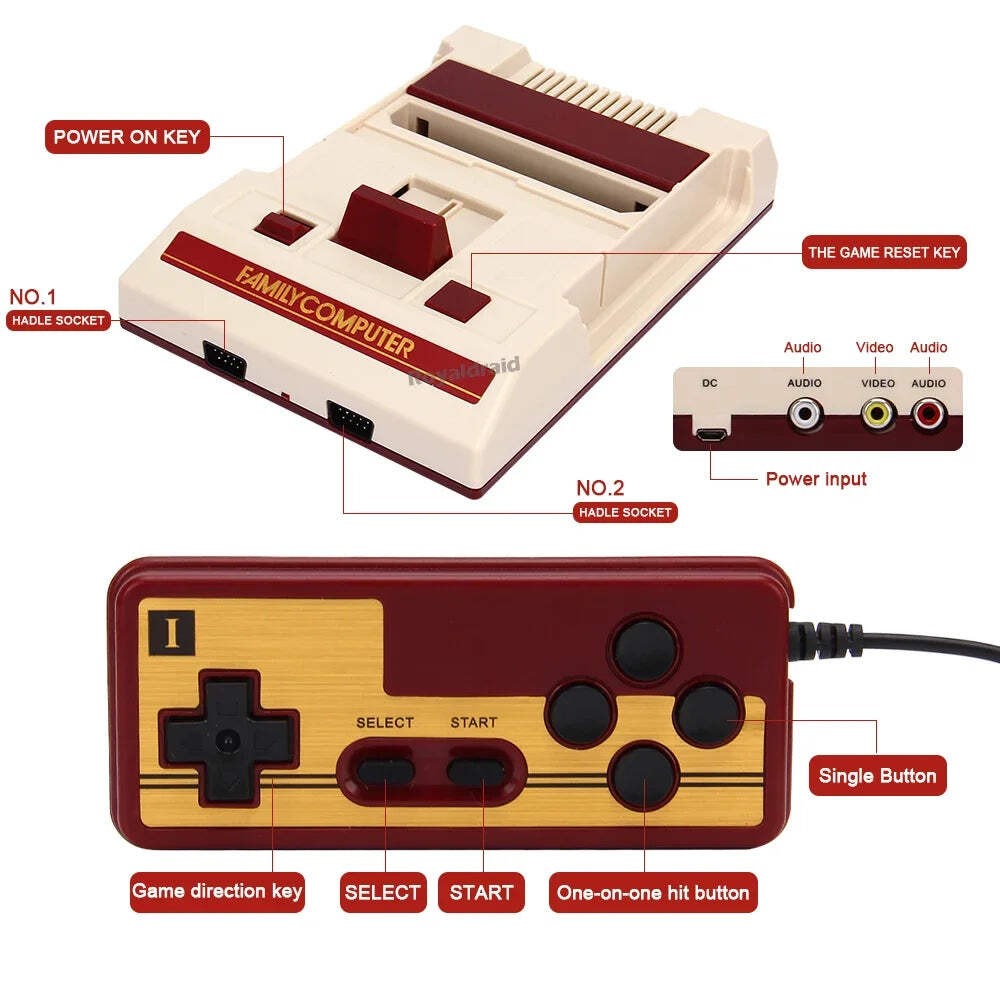 8 Bit Video Game Console Built in 500 Classic Games Family Computer TV Game Cons