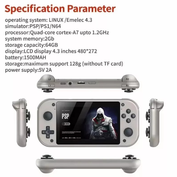 Portable Retro Video Game Handheld Console M17 4.3 Inch IPS Screen 128GB 19,000
