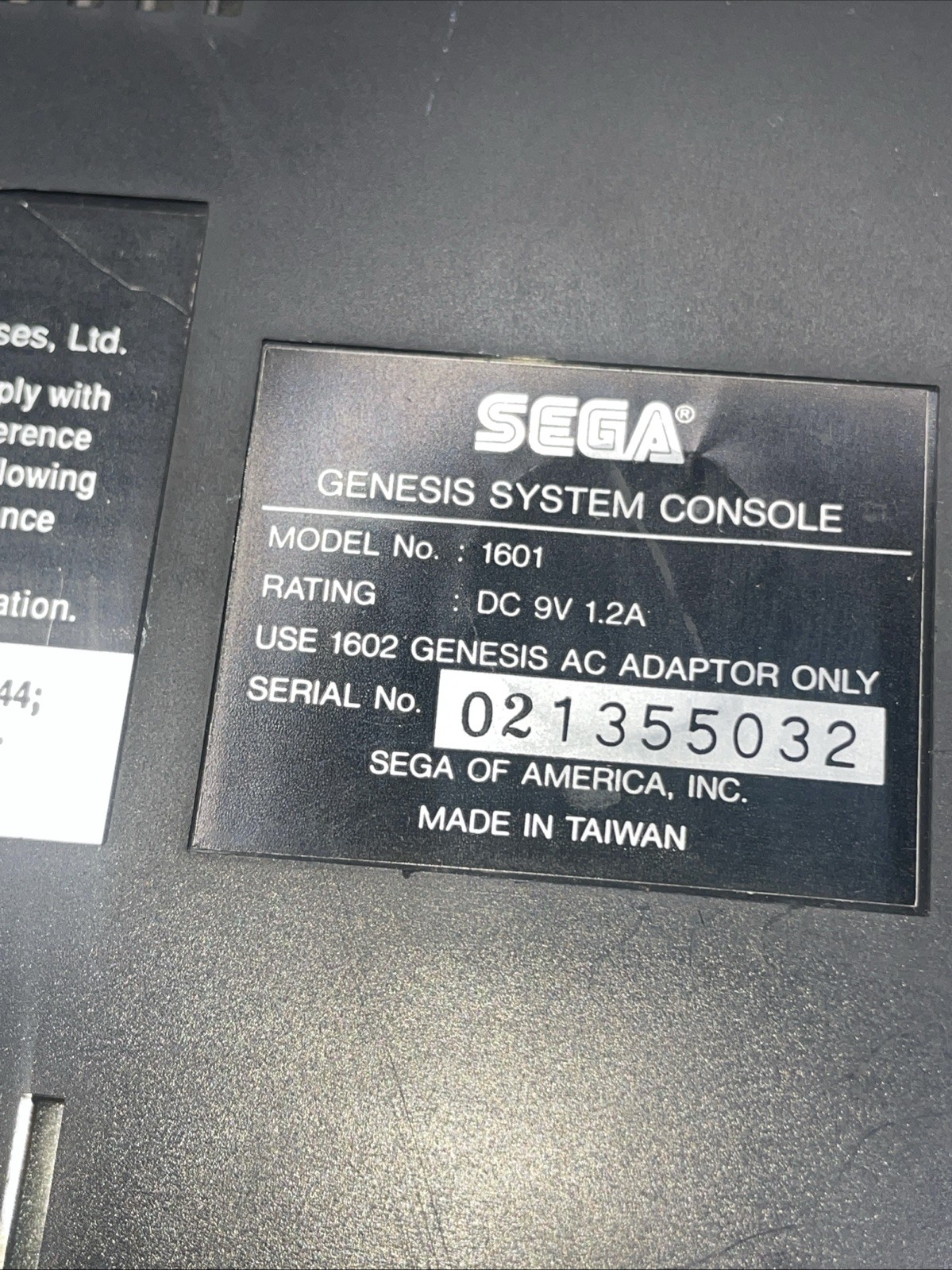 Sega Genesis Model 1 1601 Console Only Tested Headphones Jack 16 Bit
