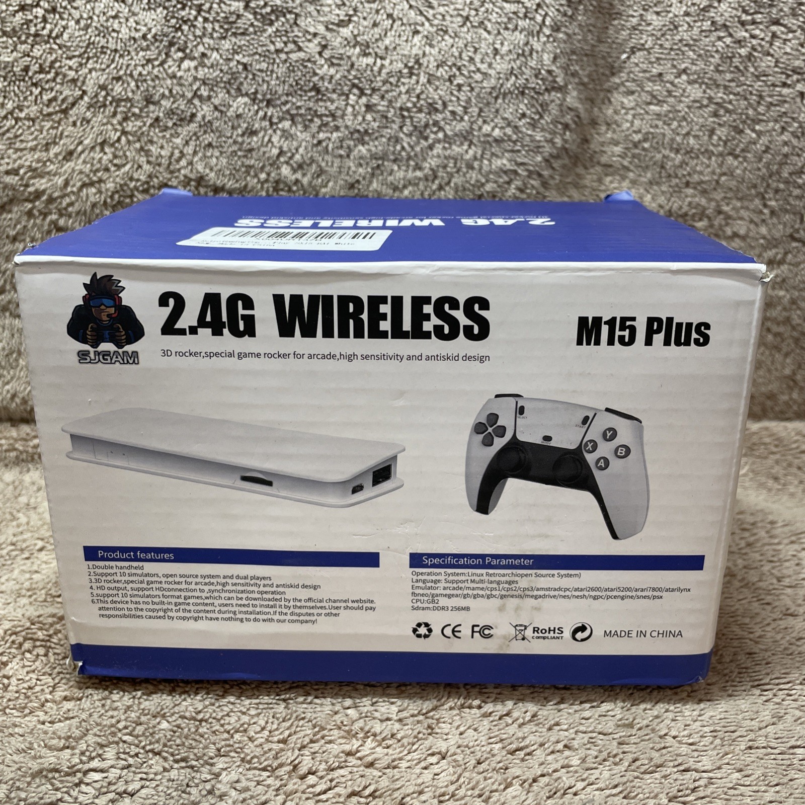 SJGAM M15 Plus Retro Video Game Console White 4K HDMI 2.4G Wireless Controllers