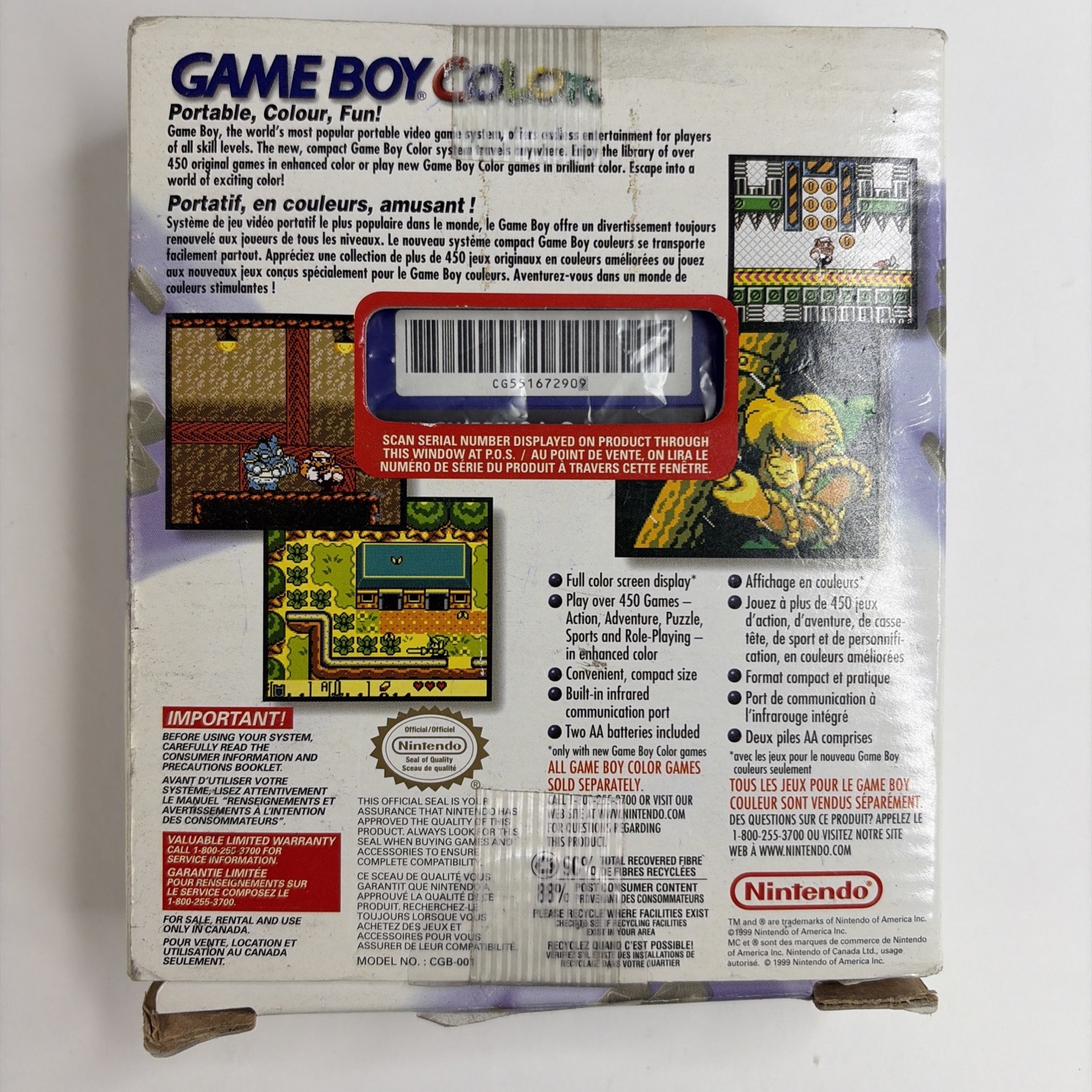 CLEAN Nintendo OEM GameBoy Color GRAPE Console CIB In Box Purple CGB-001