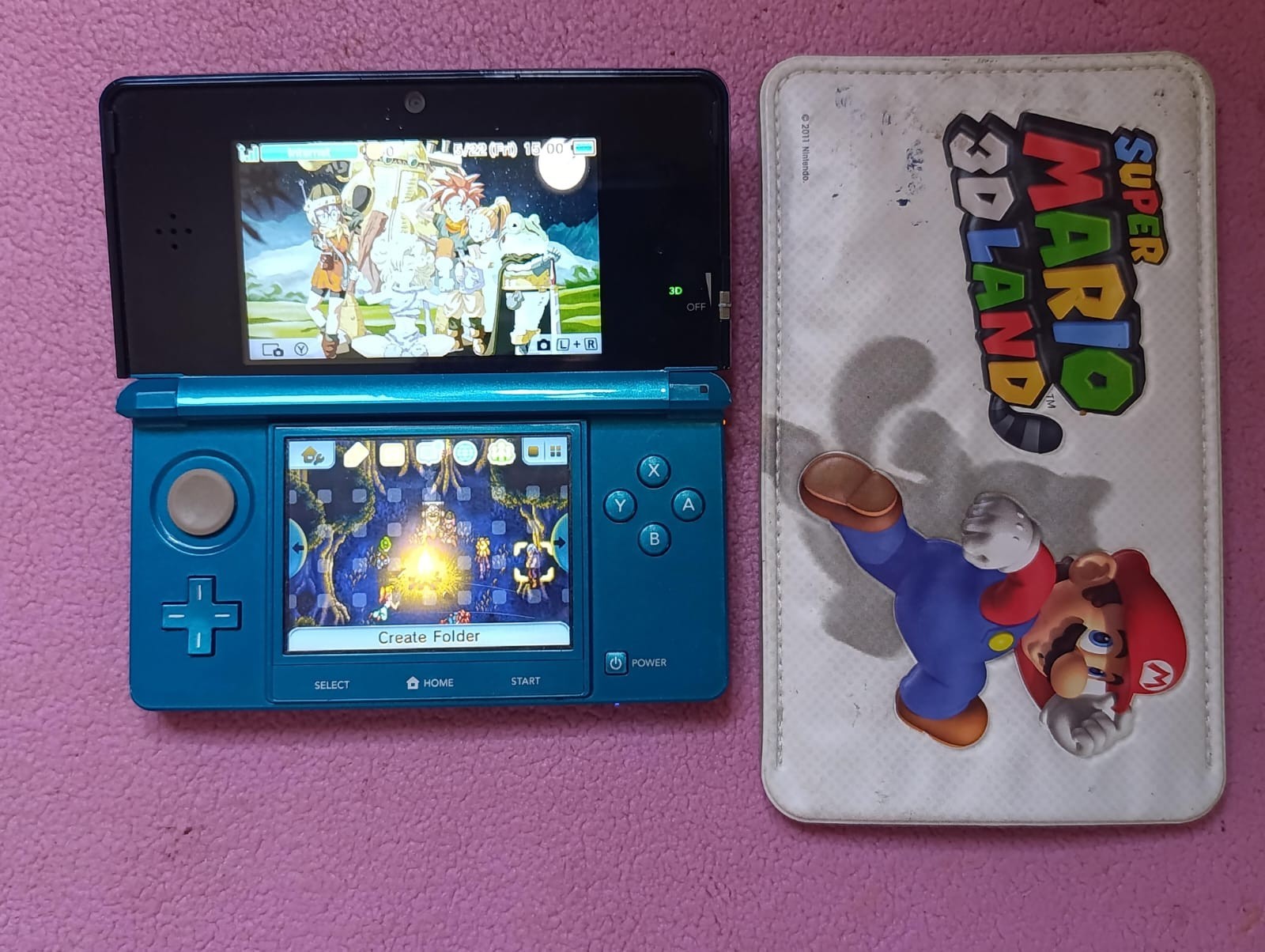 Nintendo 3DS Aqua Blue US Version Working Region Free + 4GB Memory Card+Case