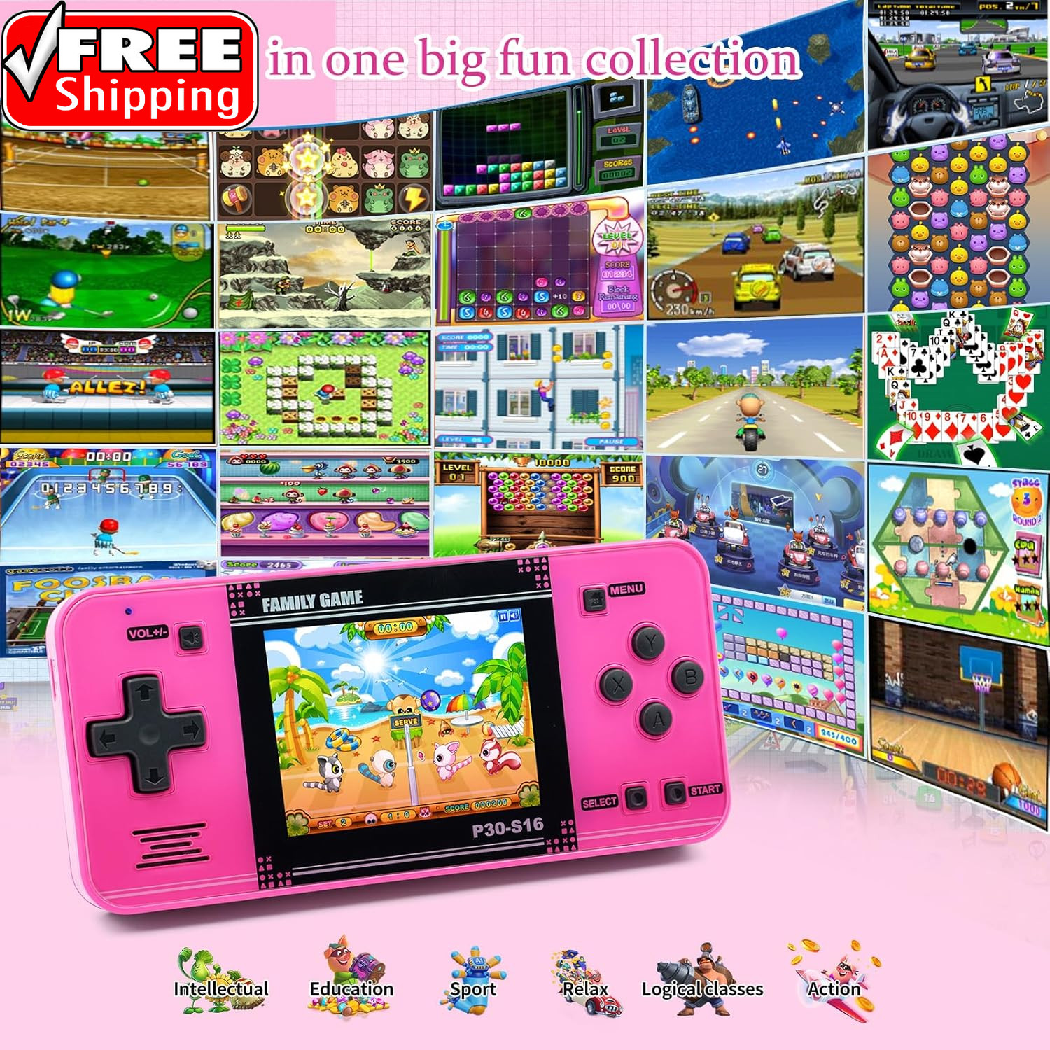 Handheld Game for Kids -Preloaded 220 Retro Video Games, Portable Gaming Player