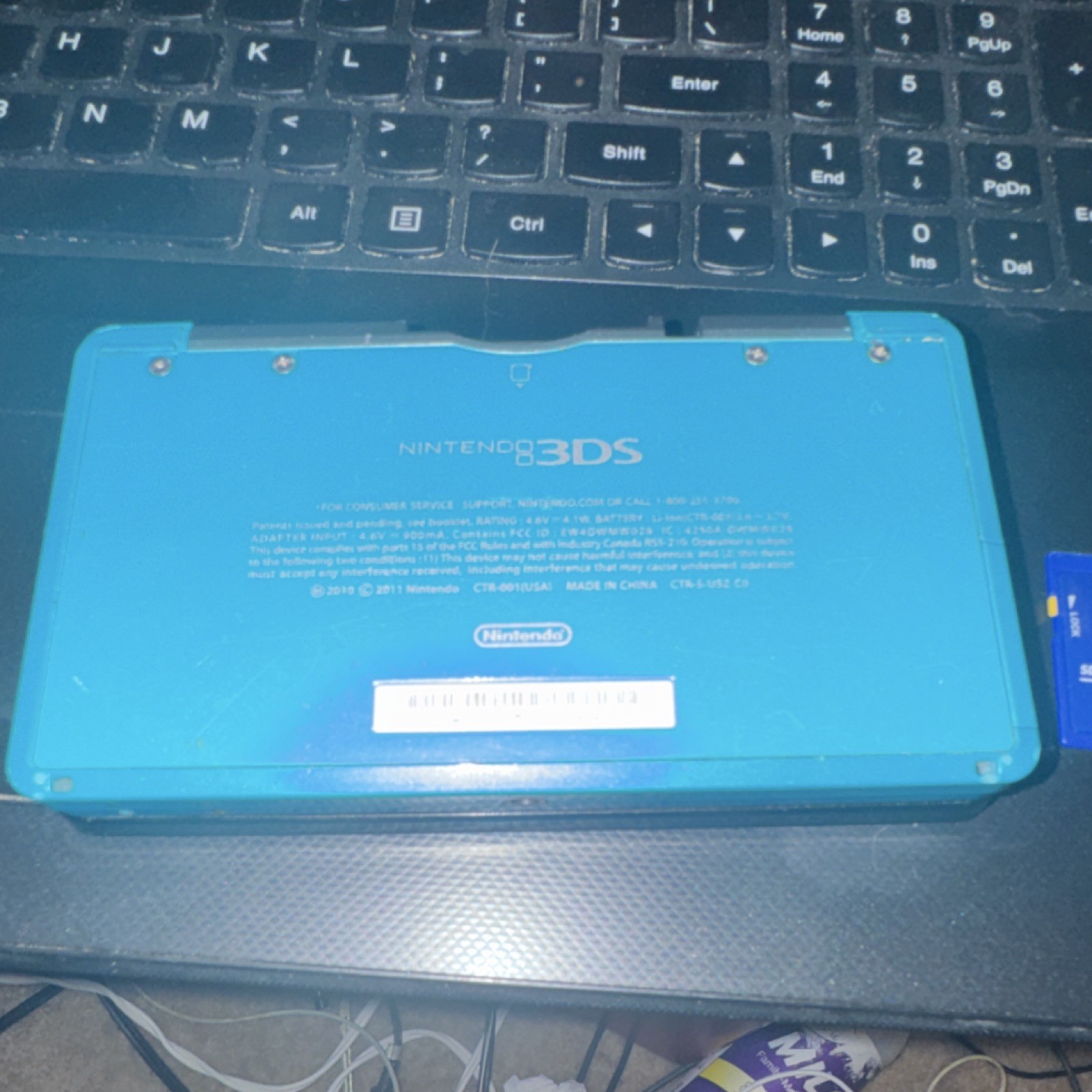 Nintendo 3DS Blue Handheld Console w/2GB SD Card, charging cable – No Stylus