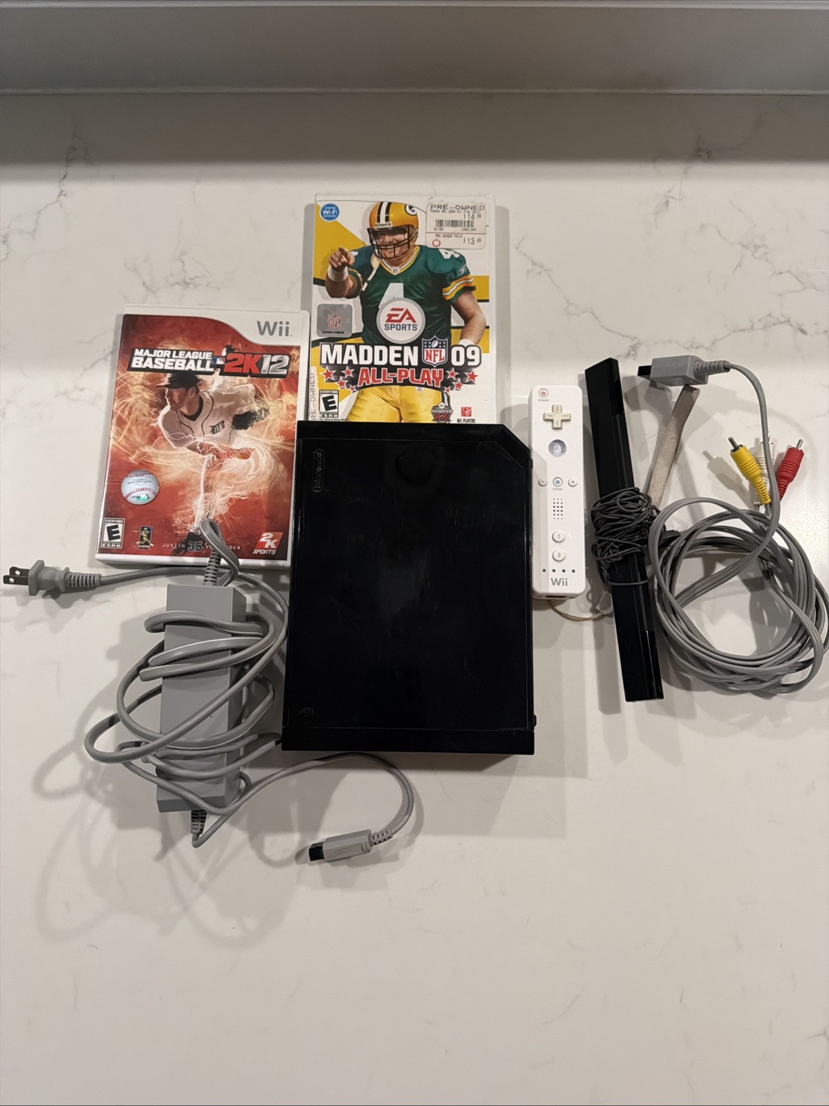 Nintendo Wii Black Console With Remote And Two Games Bundle Tested & Working