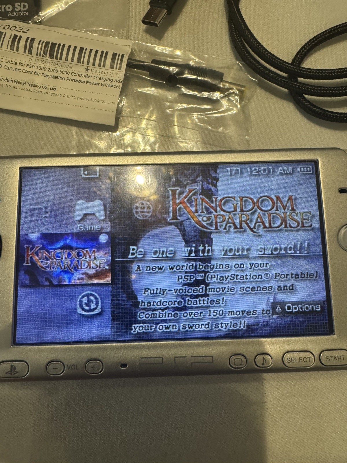Sony PSP 3001 Silver Platinum System New battery with 2movies and 2games bundle
