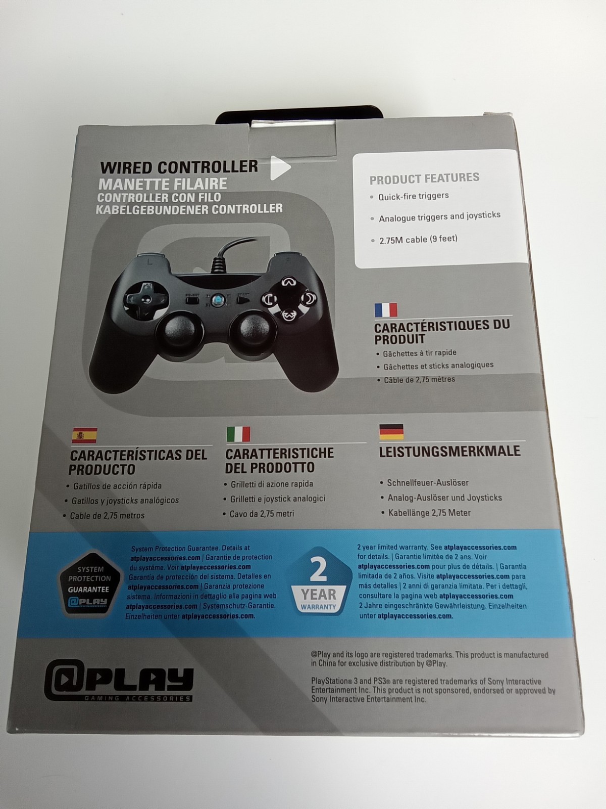 PS3 Super Slim 250GB CECH-4201B, Power Cable, AV Cable, 2 3rd Party Controllers