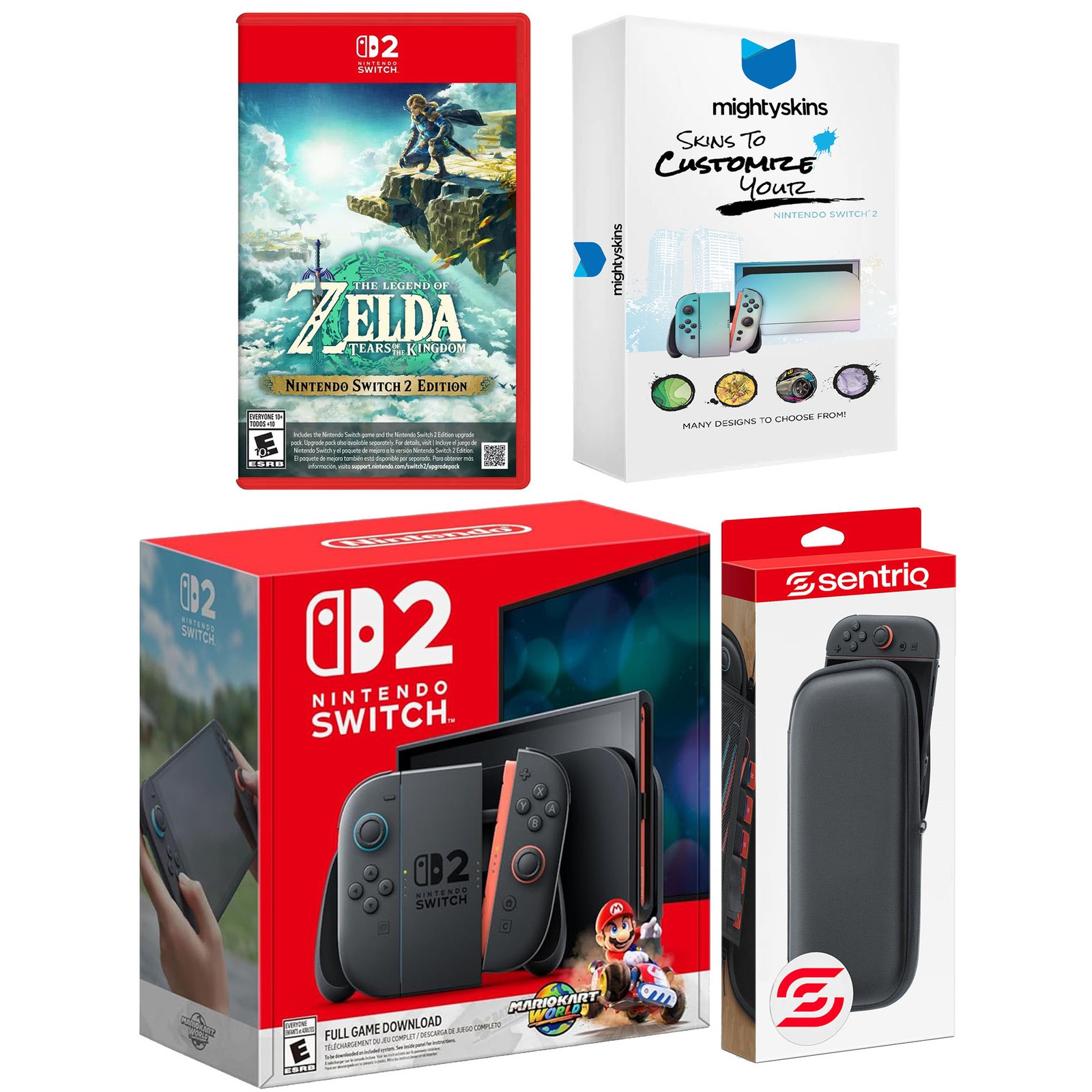 Nintendo Switch 2 Mario Kart World, Zelda Tears of the Kingdom and Case Bundle