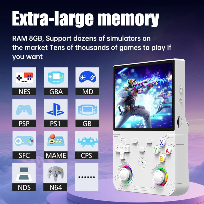 New R36 Ultra X Handheld Retro Video Game Console IPS Screen 128GB Preloaded Gam