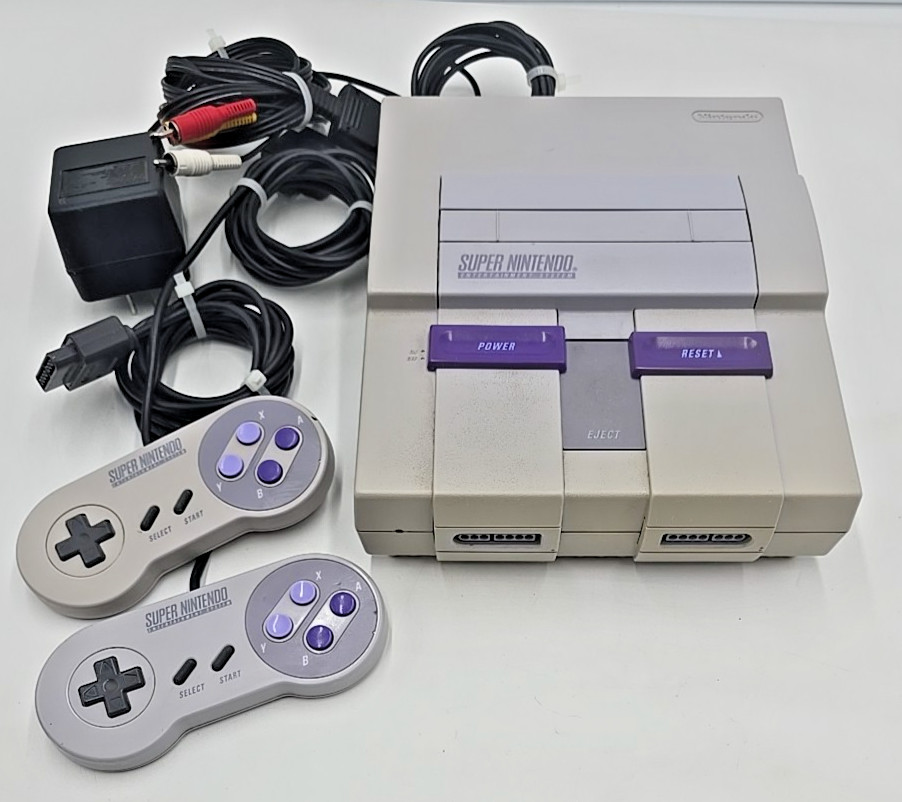 SNES Super Nintendo System Original Console Wired Retro Controllers 90’s TESTED