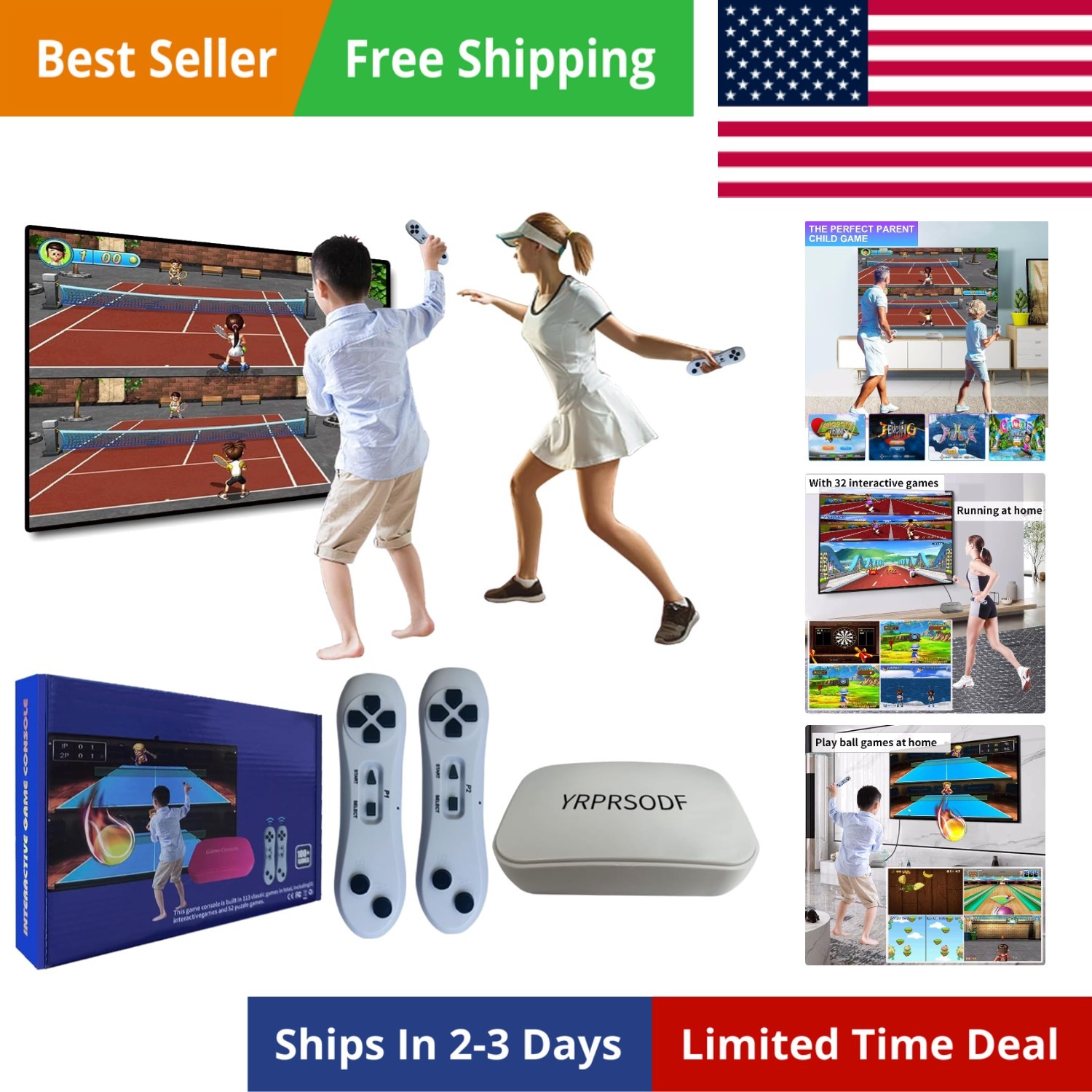 TV Game Console Built in 100+ Gam ES, Video Game Machine with 2.4G Wireless G…