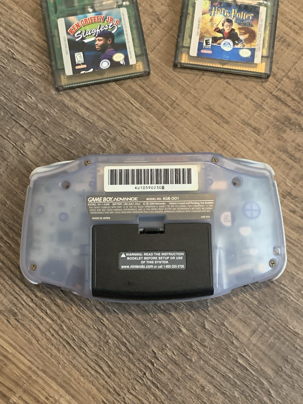 NICE Nintendo Game Boy Advance Clear Glacier AGB-001 Console + Games & Batteries
