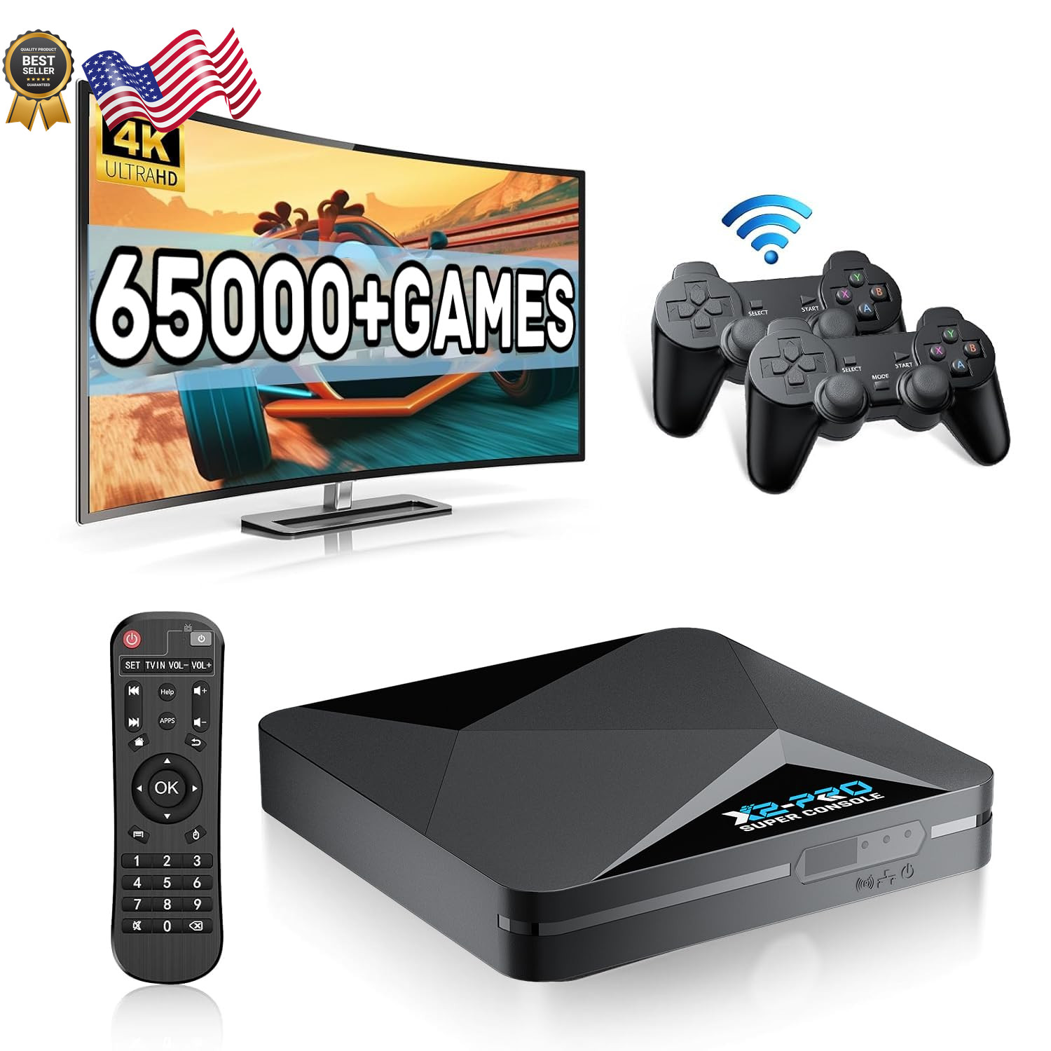 Kinhank Super Console X2 Pro Retro Game Console with 65000+Games,Video Game