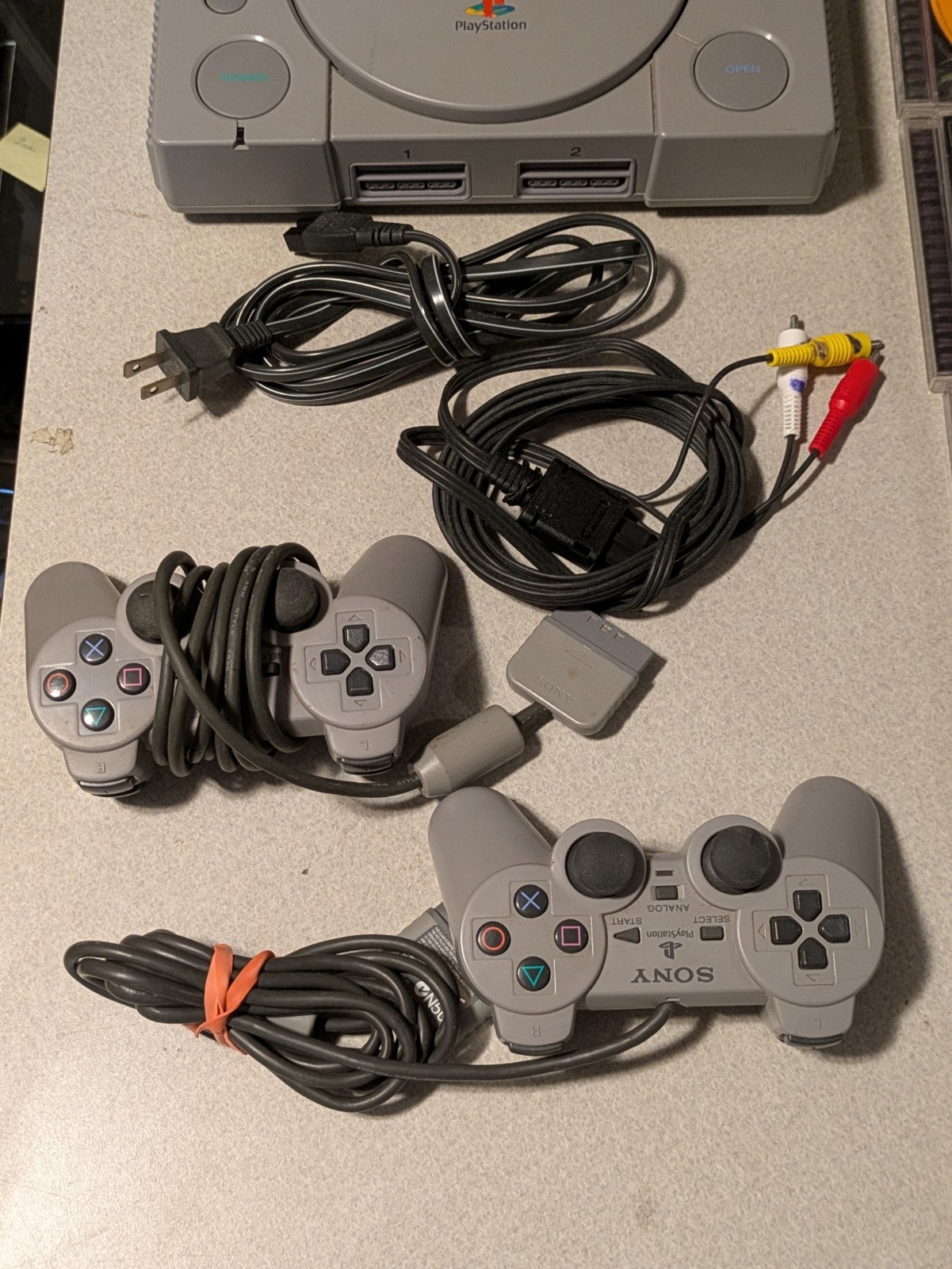 Sony PlayStation PS1 Console Bundle – Tested & Working – 9 Games, 2 Controllers