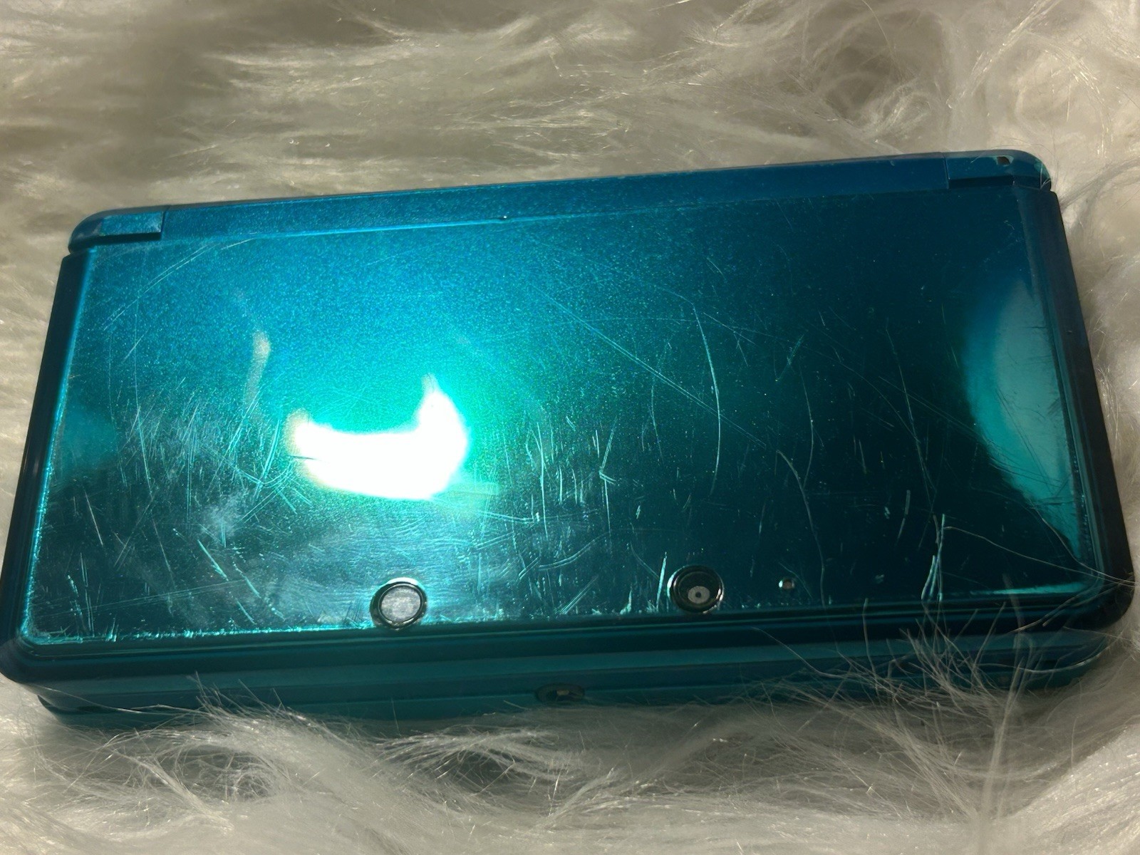 READ Nintendo US 3DS Aqua Blue For Parts/Repair Powers On