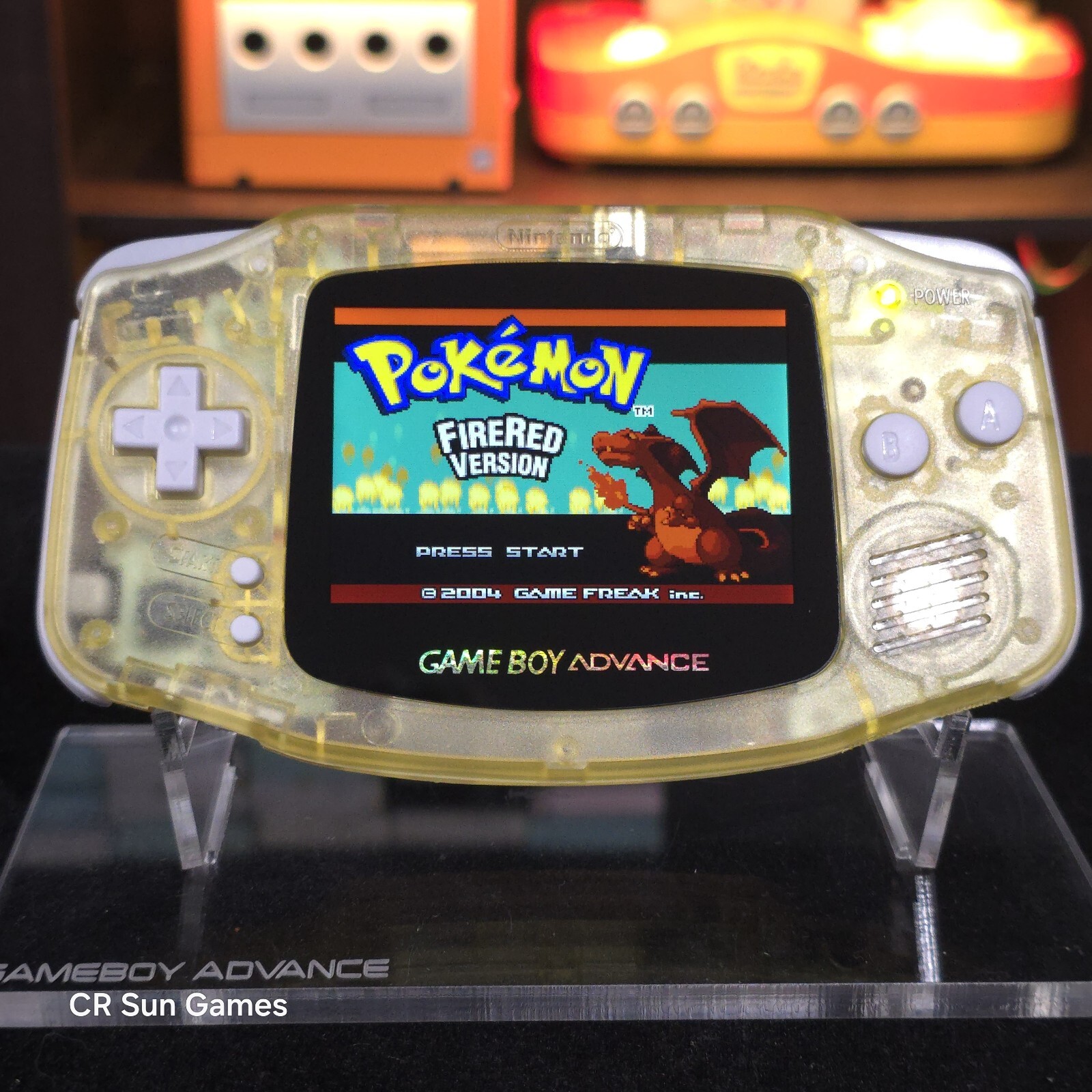 Clear Yellow Game Boy Advance GBA Console with iPS V5 Backlight Backlit LCD MOD