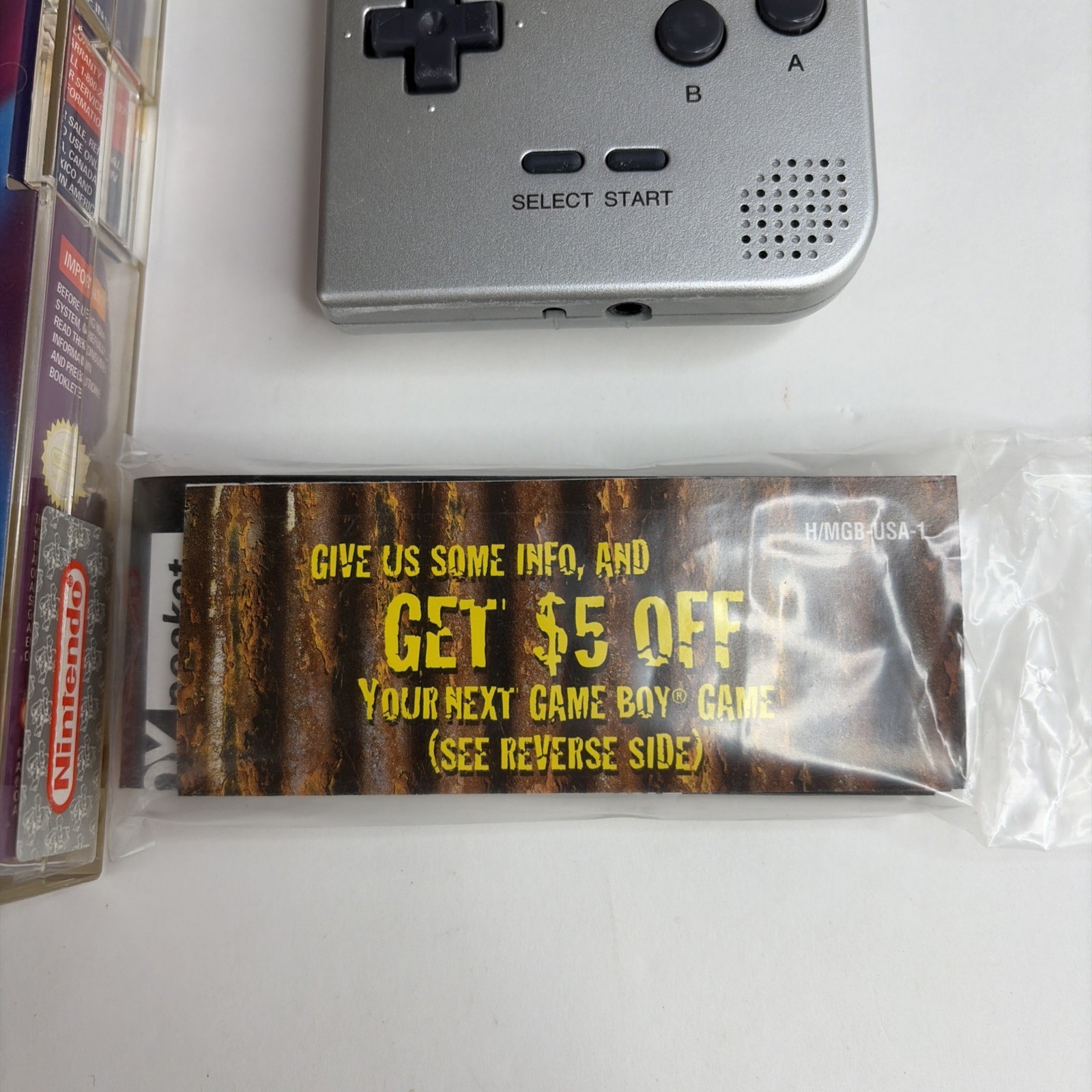 Nintendo Game Boy Pocket Silver Handheld MGB-001 Complete Box CIB Tested