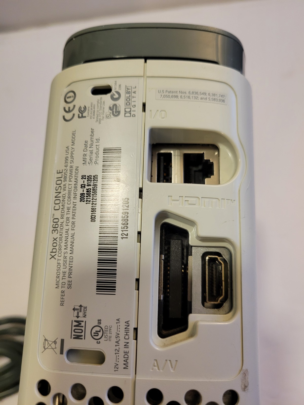 Microsoft Xbox 360 Console System With Power Cable Cord 60GB White Tested