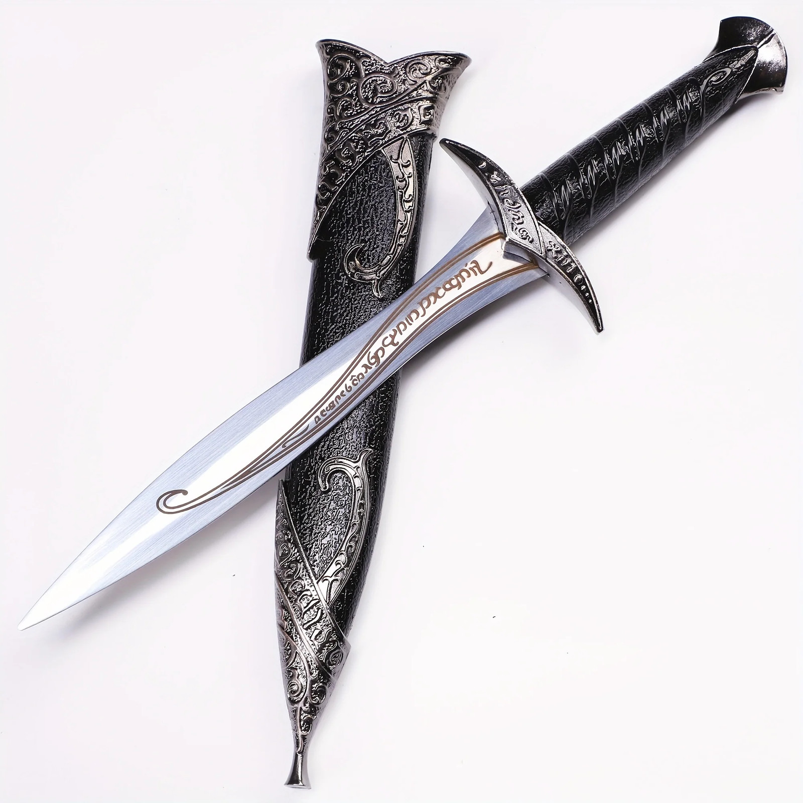 Daga Elvénica Medieval de 11″ – Espada de Fantasía Negra de Acero Inoxidable con