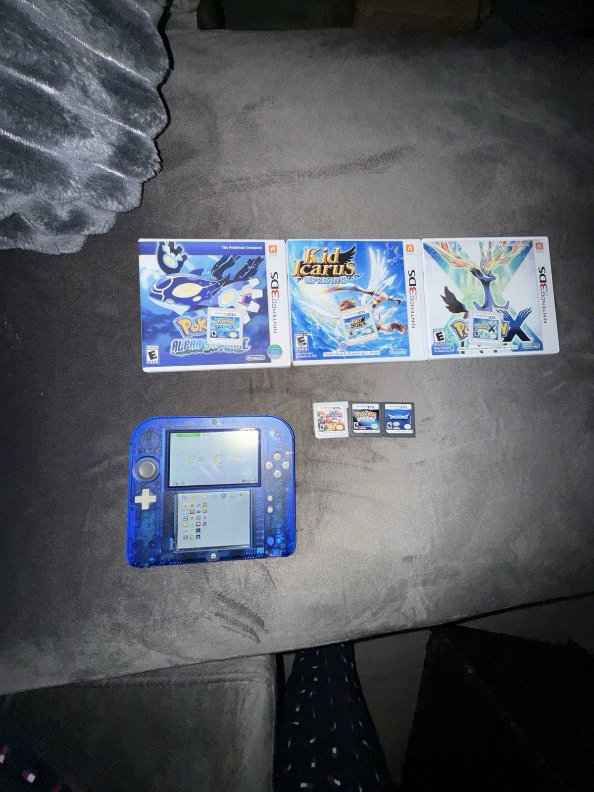 Nintendo 2DS Blue Handheld w/Pokémon Omega Ruby, X, Kid Icarus, Wi-Fi