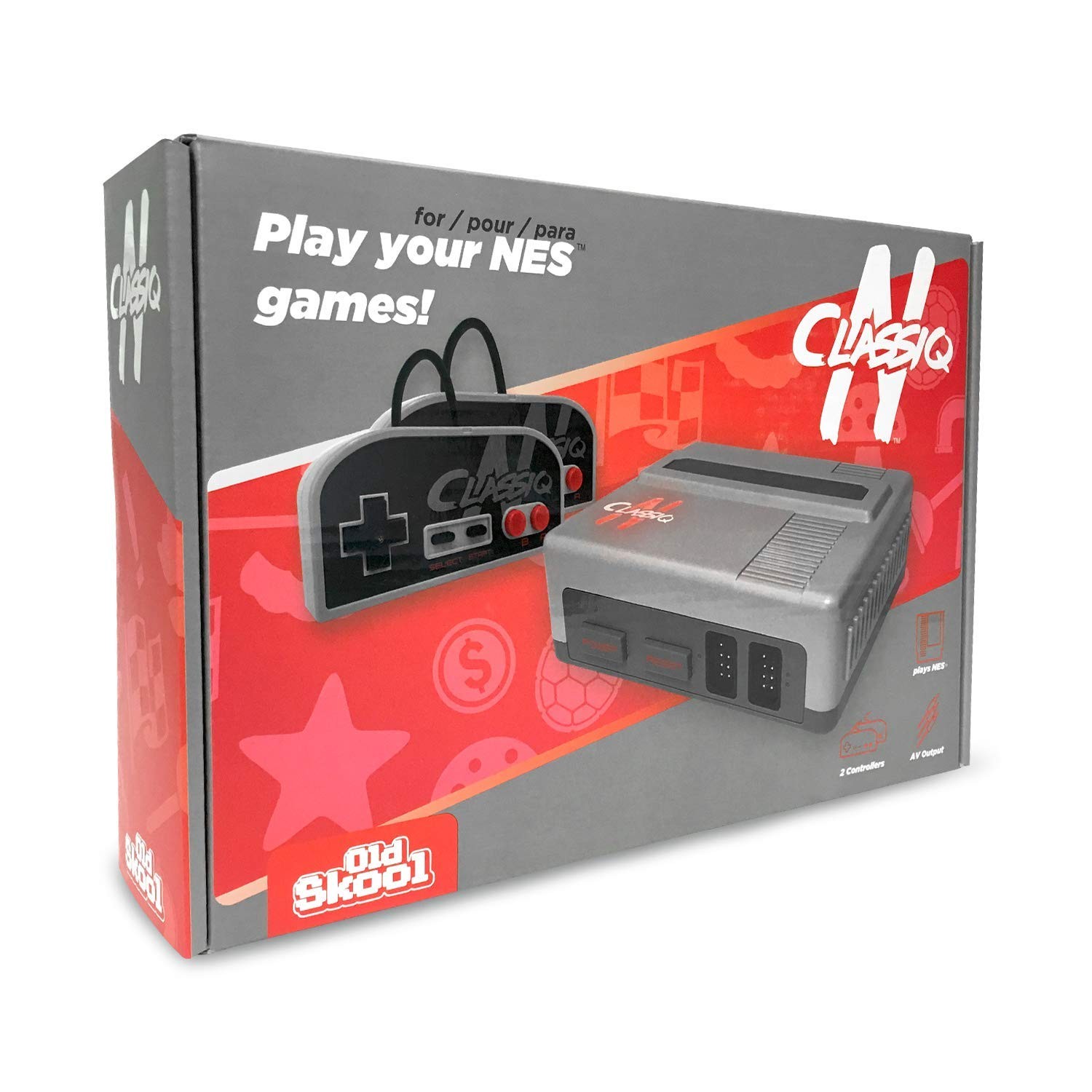 Old Skool CLASSIQ N Console Compatible with NES – Grey/Grey Clone System