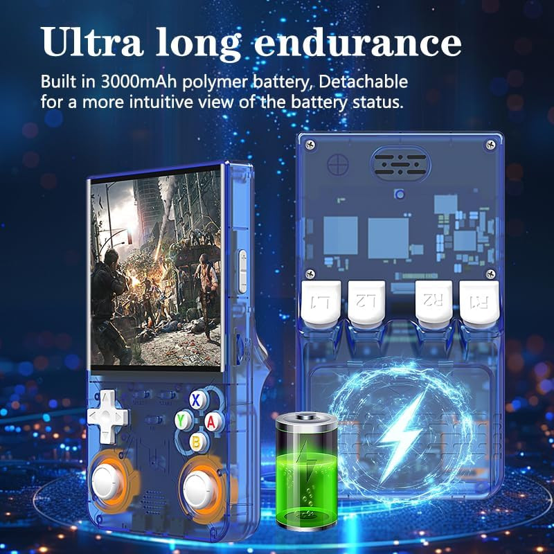 R36 Ultra Retro Handheld Game Console, with 128G Built-In 40000+ Games, 3000Mah