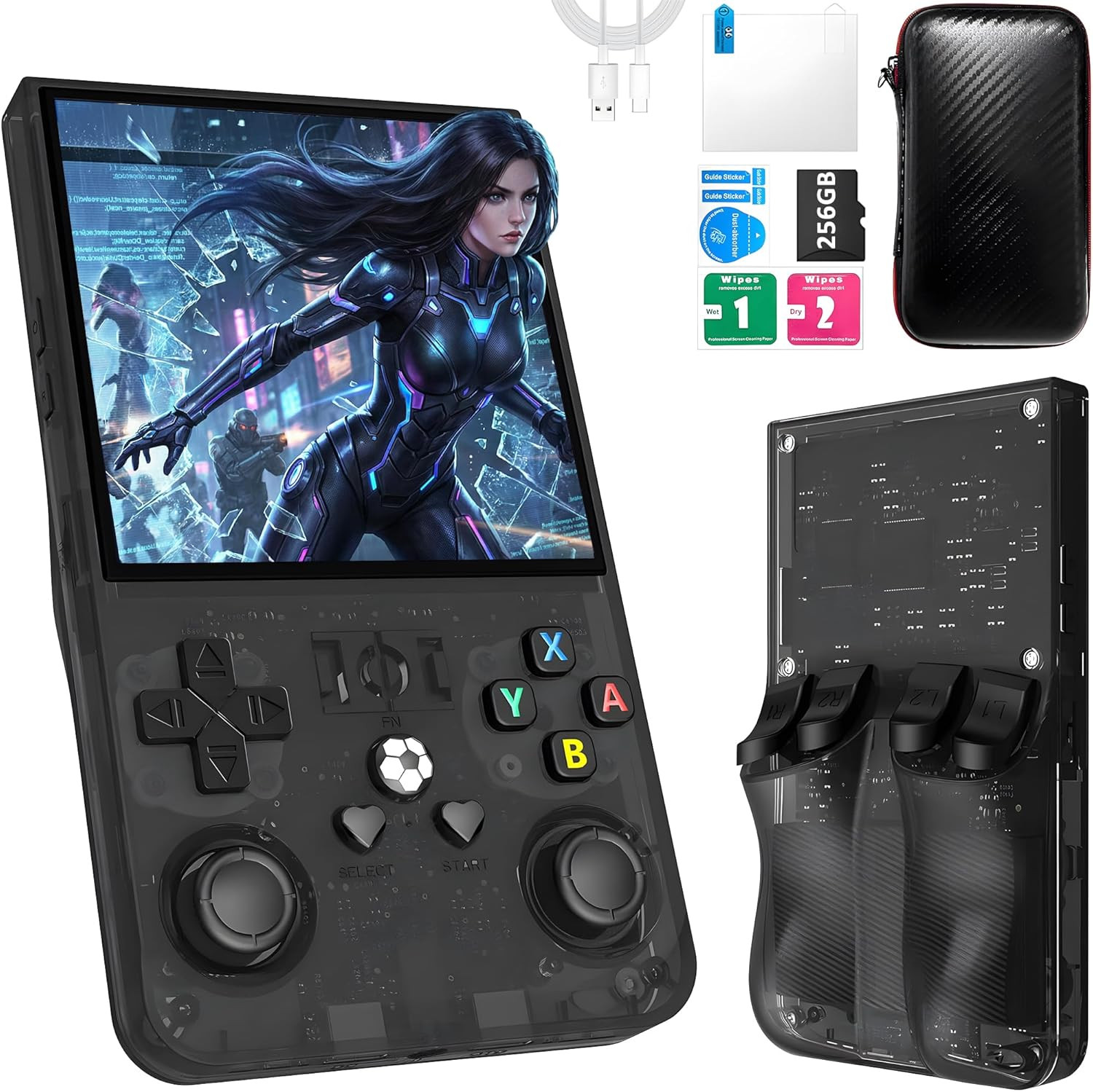R36MAX Handheld Game Console, 40000+ Games Retro Gaming Console, 256GB TF Card M