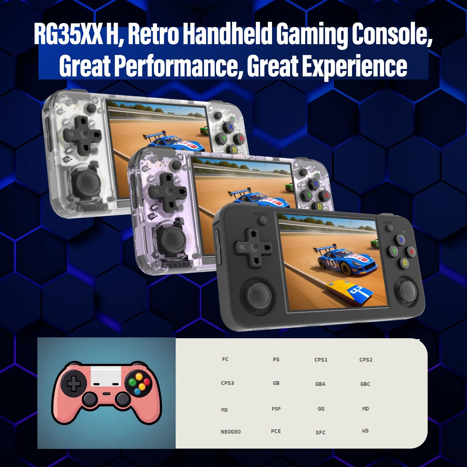 RG35XX H, Anbernic Retro Handheld Gaming Console with 64GTF Card, Dual Joysti…