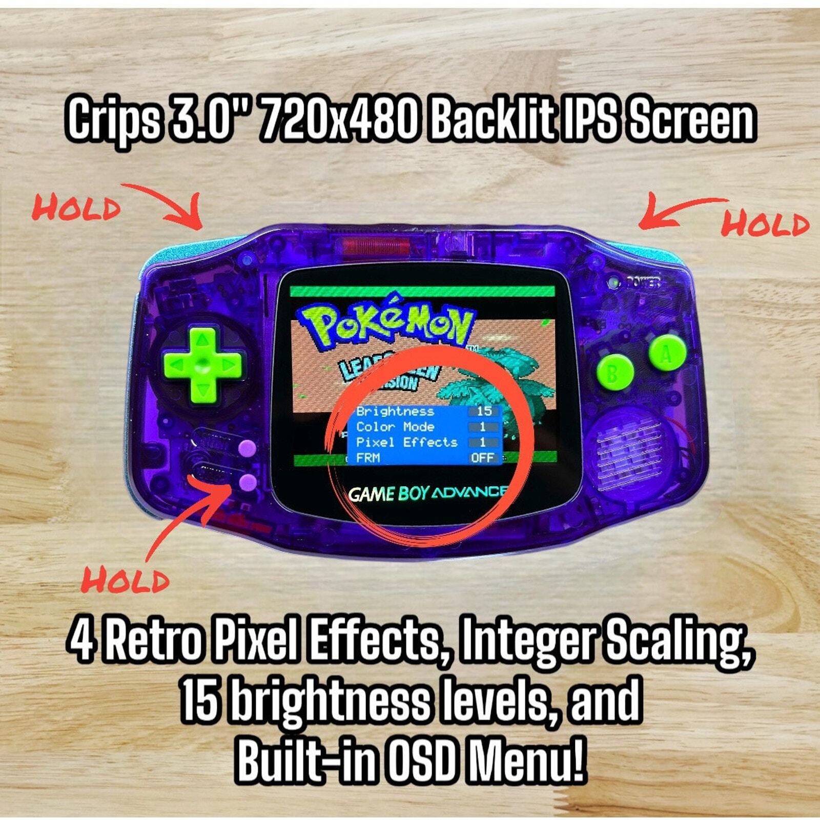 Custom Gameboy Advance – 90’s Special / IPS Backlit / USB-C Battery Kit / Gba