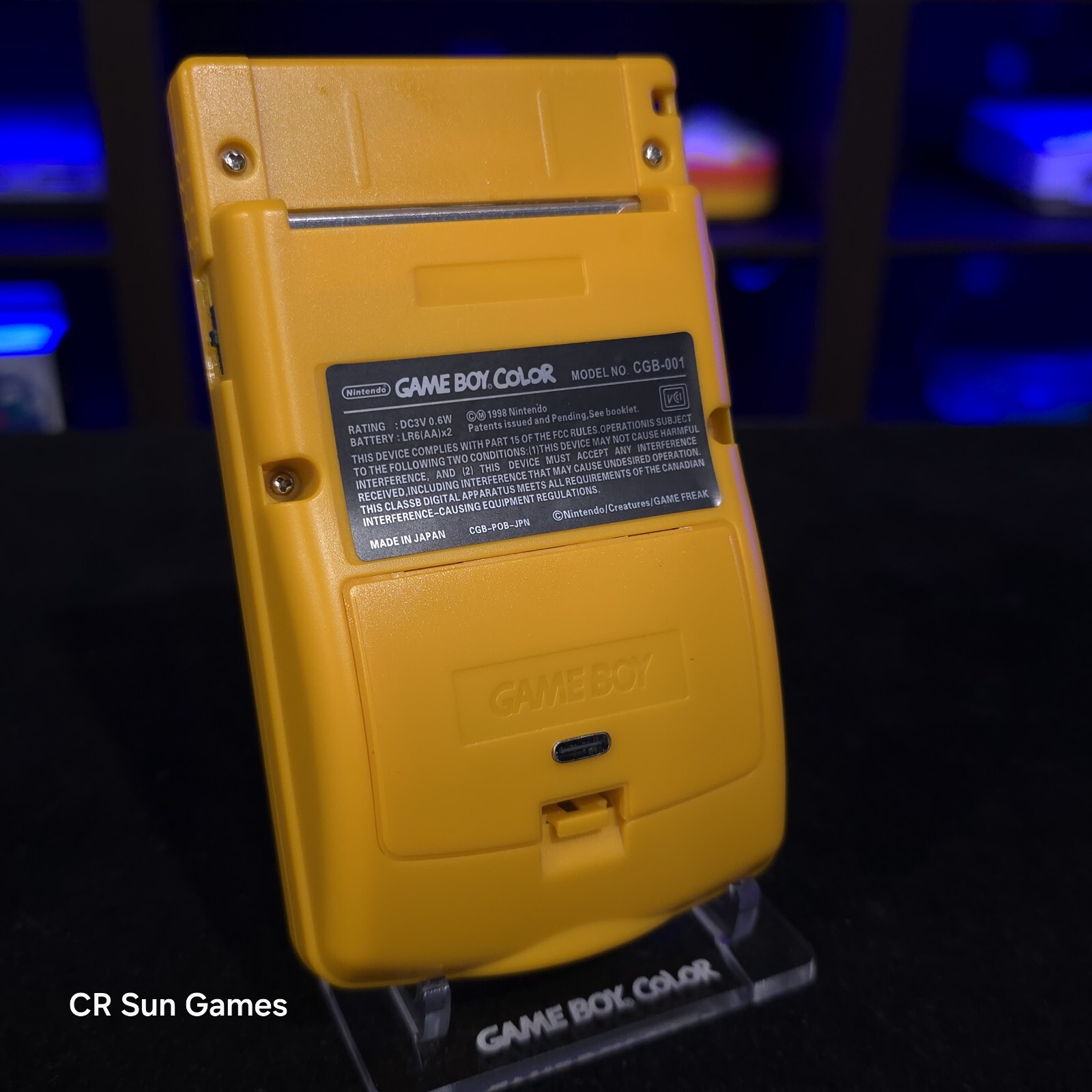 Yellow Gameboy Color Console OLED Touch Screen And USB-C Rechargeable Battery