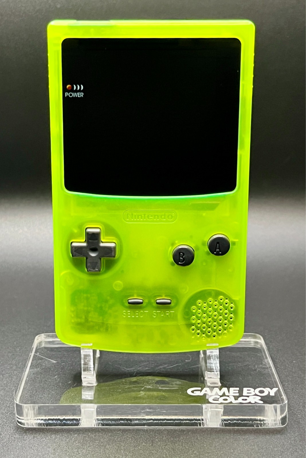 GameBoy Color OLED Screen Mod + USB‑C Rechargeable 1500mAh – Clear Green/Yellow