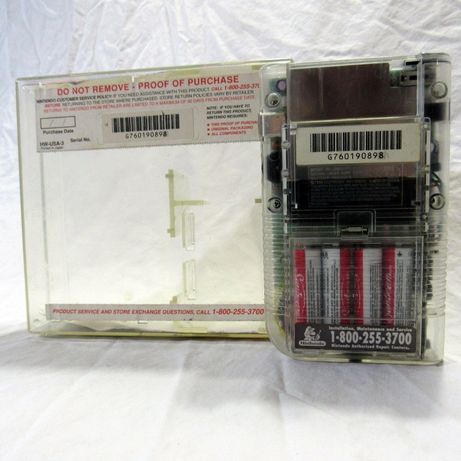 Nintendo Game Boy DMG-01 Clear Original Retail Store Plastic Case Serial Match