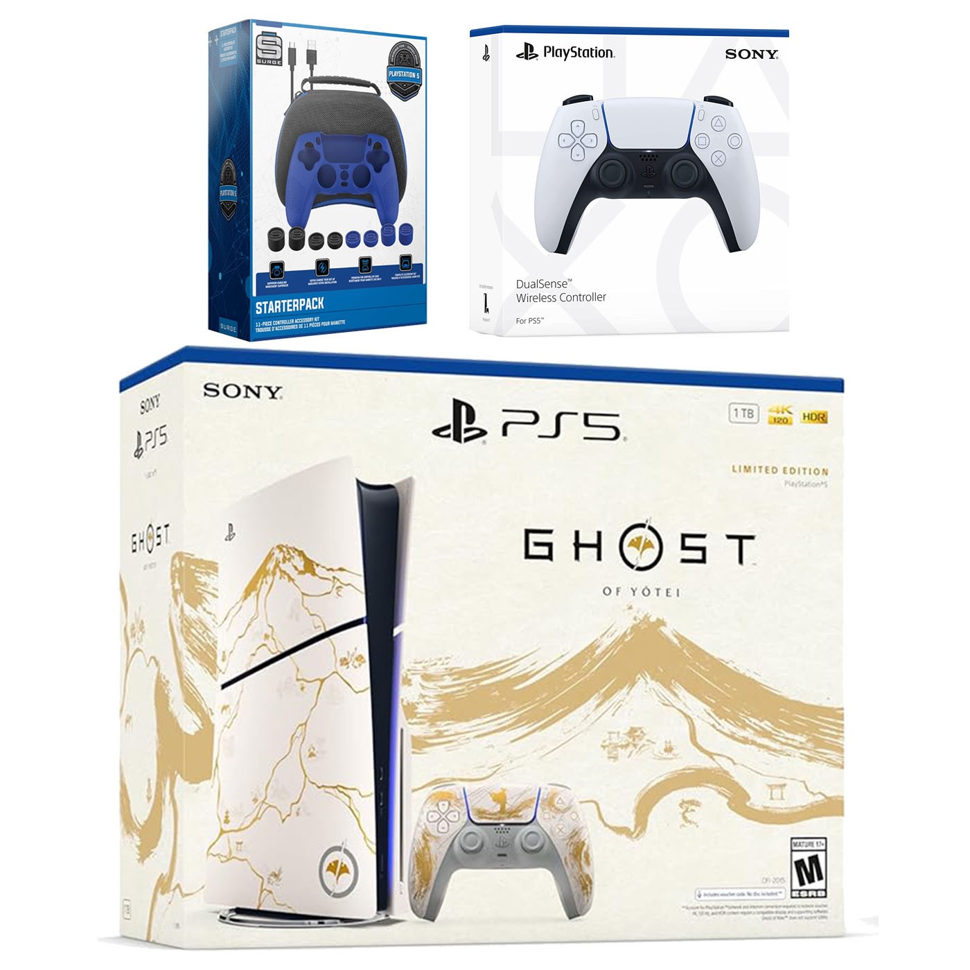 Sony PS5 Ghost of Yotei Disc + Extra Controller + Accessory Kit – Glacier
