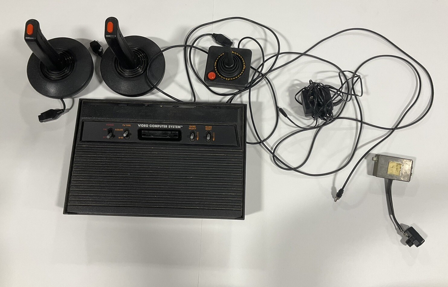 Atari 2600 With 32 Games 17 Of Them Have Manuals 3 Joysticks Video Game Holder