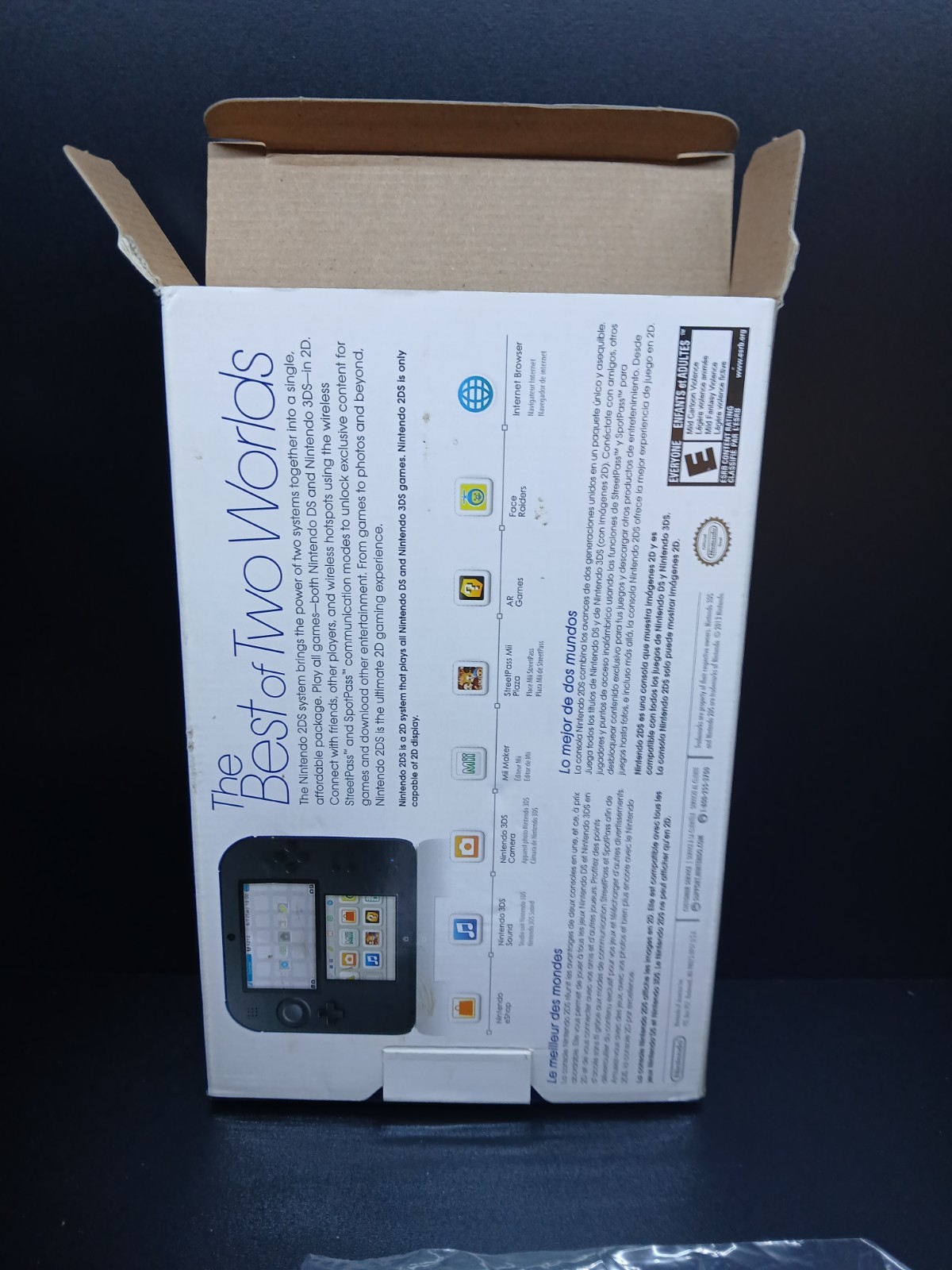 Nintendo 2DS Electric Blue Console Open Box Complete Broken Cracked Screen