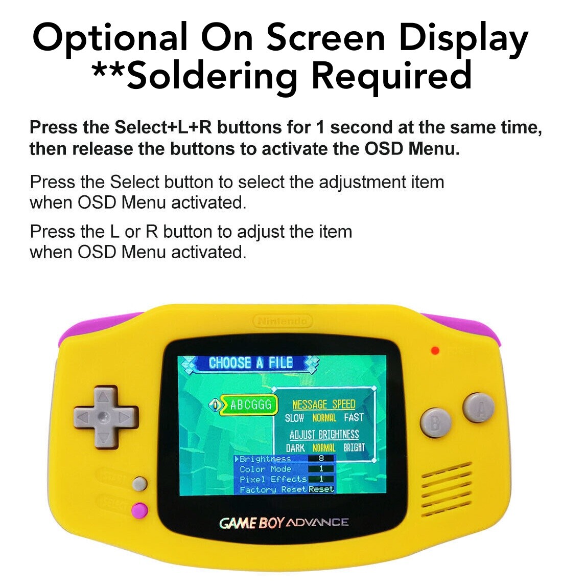 GameBoy Advance 3.0 V5 IPS Backlight Kit 720×480 LCD for GBA NO SOLDER + Shell