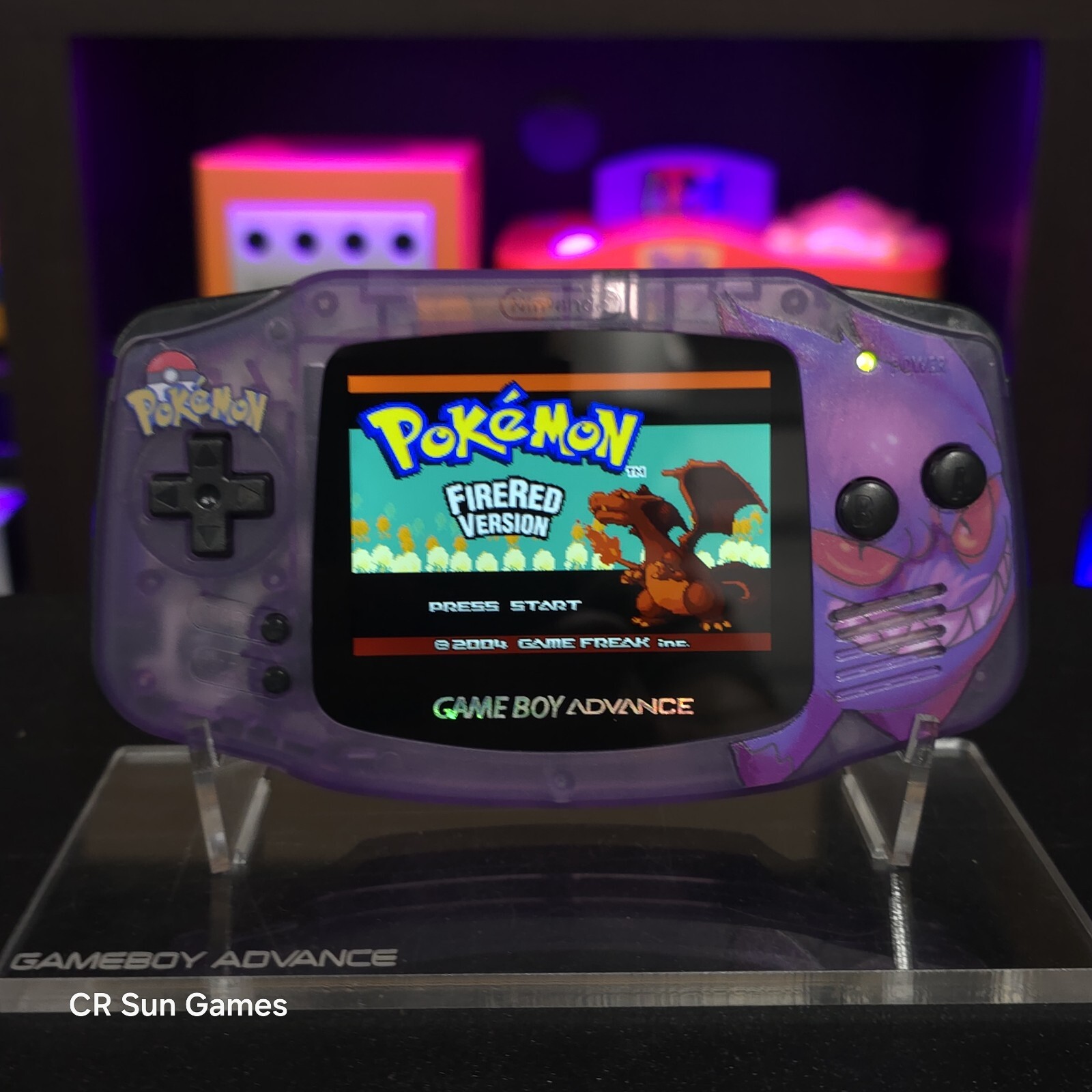 Gengar Purple Game Boy Advance GBA iPS LCD USB-C 1800 mAh Rechargeable Battery