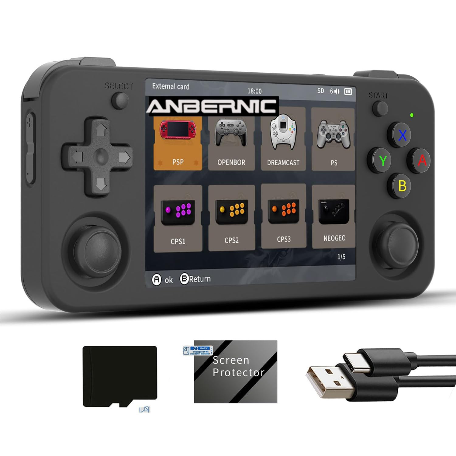 Rg35Xx H Retro Game Emulator Anbernic 35Xxh with a 64G Card Pre-Loaded Games Rg3