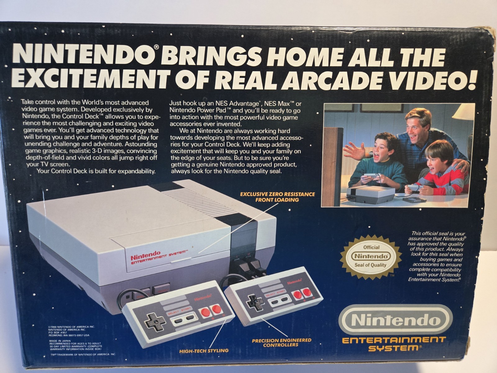 Nintendo NES Control Deck Console Complete with Original Box Cleaned TESTED