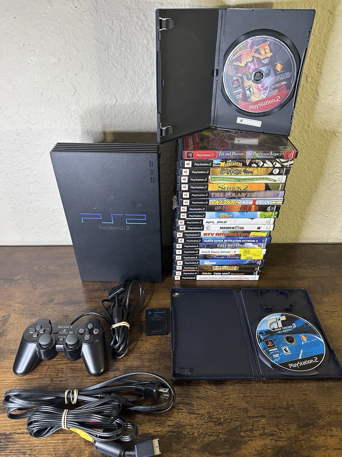 PlayStation 2 Console Bundle W/22 Games + Controller/Mem Card (Tested/READ DESC)