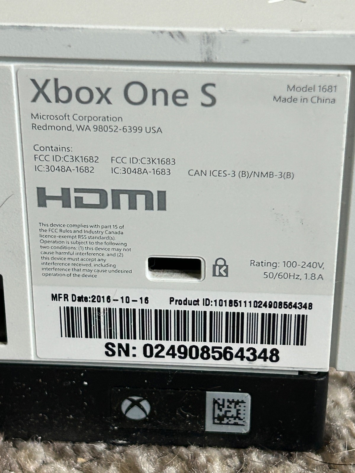 Minecraft Microsoft Xbox One S 500GB White Console w/ controller – No Games