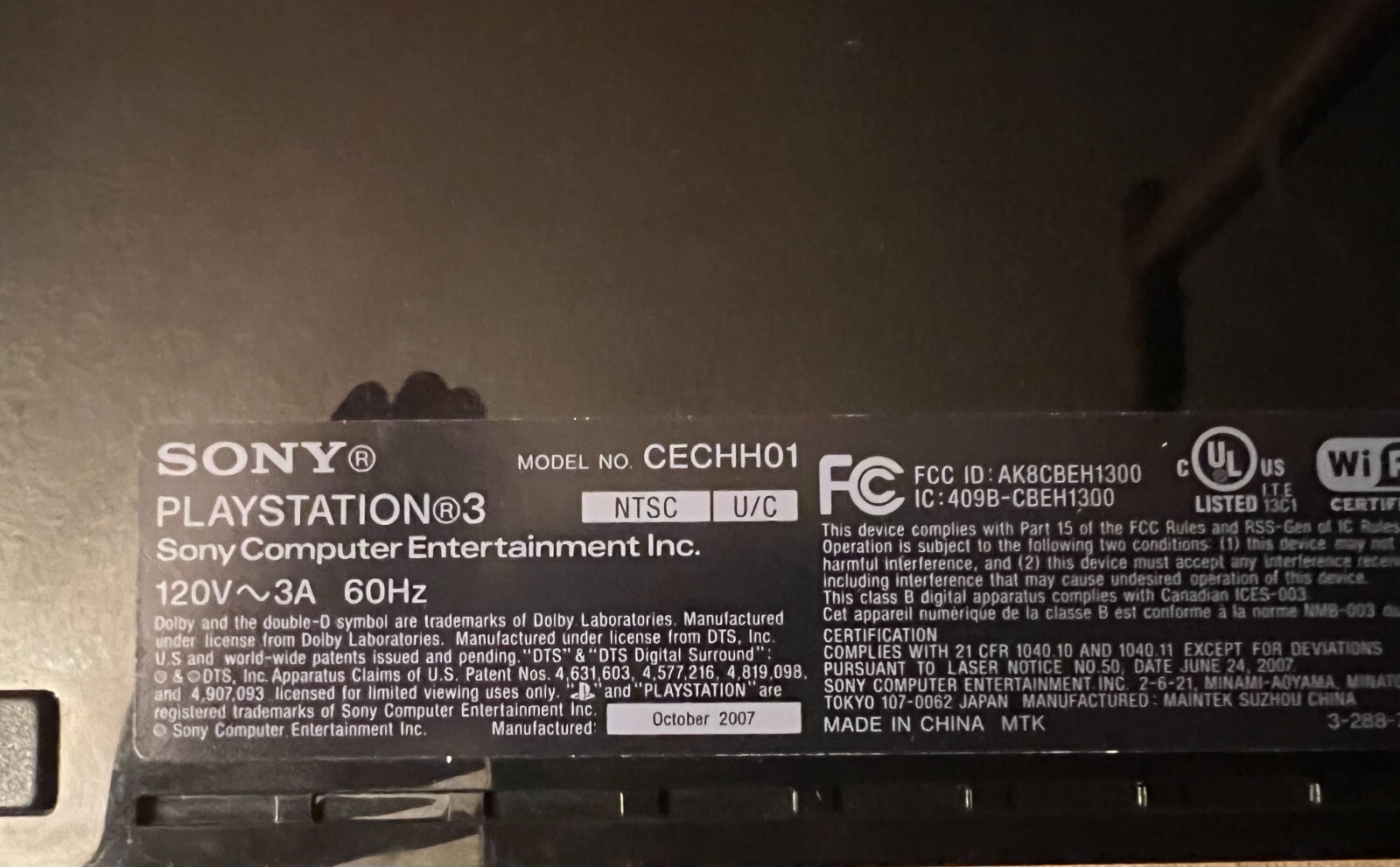 Original PlayStation 3 (Piano Black) – Model CECHH01