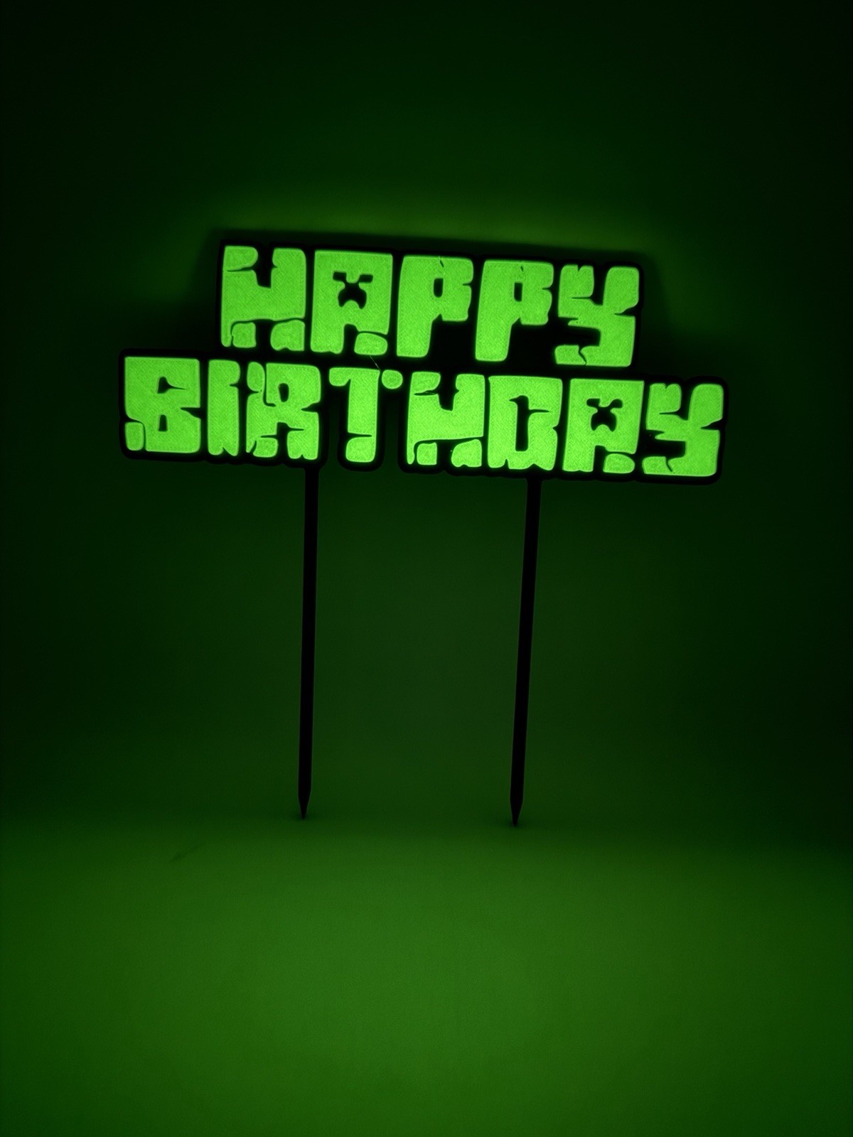 Minecraft Glow In The Dark Cake Topper Happy Birthday