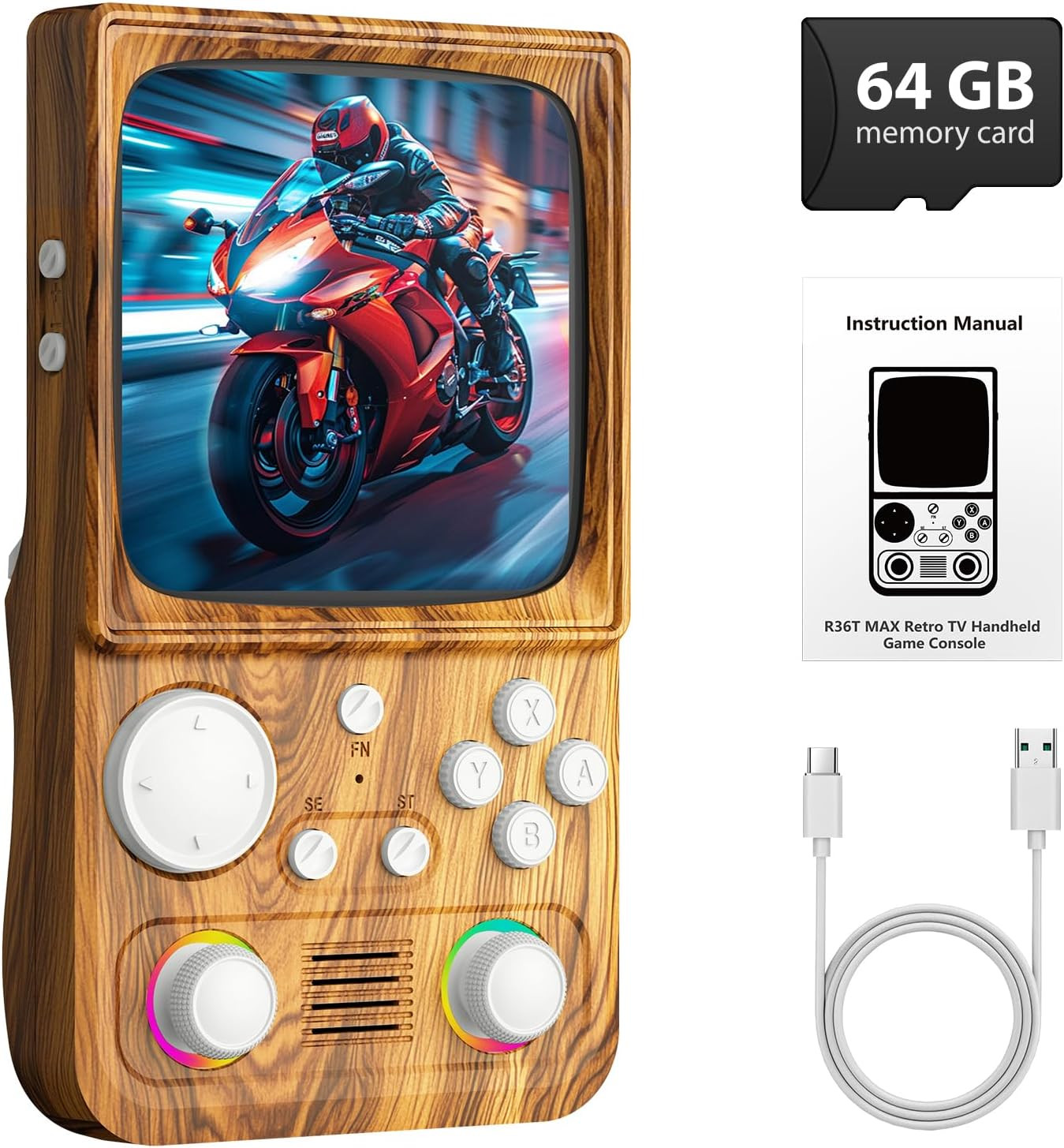R36TMAX Retro Handheld Game Console, 4 Inch IPS HD Screen Retro Gaming Console,S
