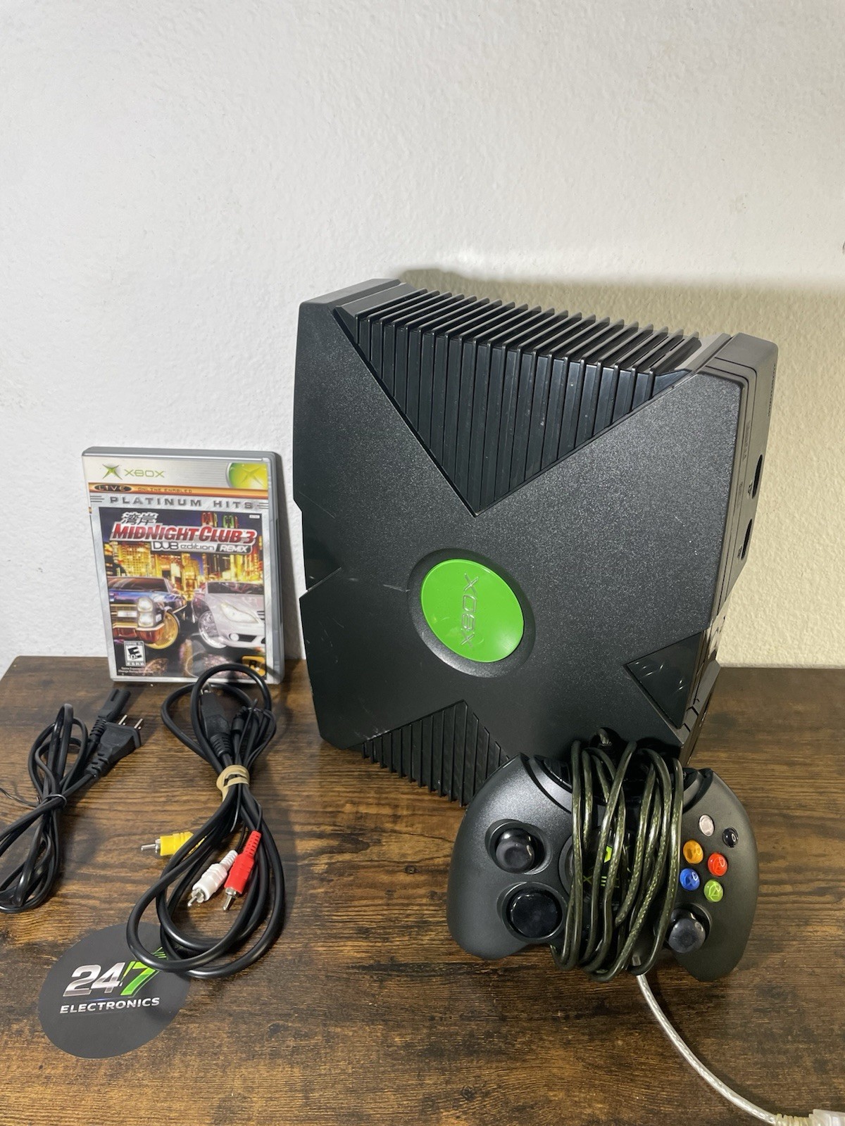 Original Xbox Microsoft Console Bundle Controller Cables Midnight Club TESTED