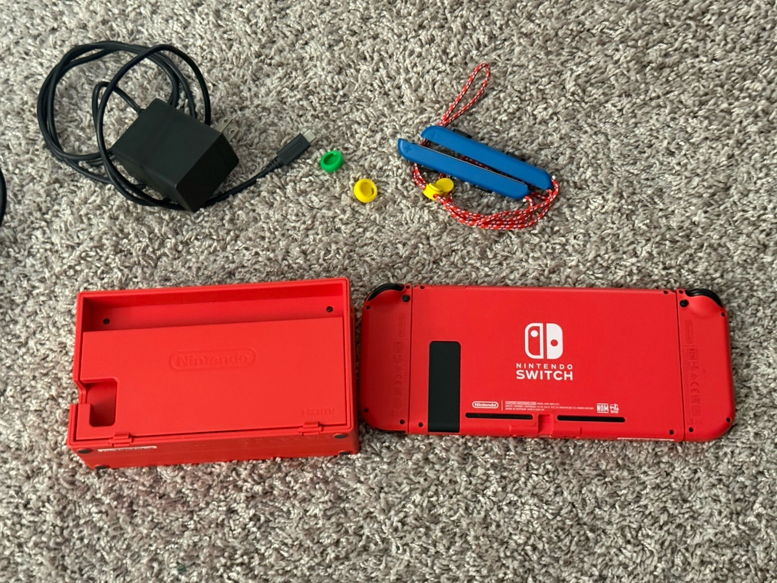 Nintendo Switch HAC-001 (-01) Super Mario Edition Red Blue Console + Dock + Case