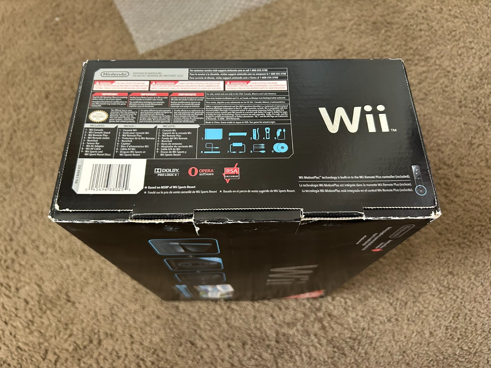 NEW Nintendo Wii With Wii Sports + Wii Sports Resort Black Console System Bundle