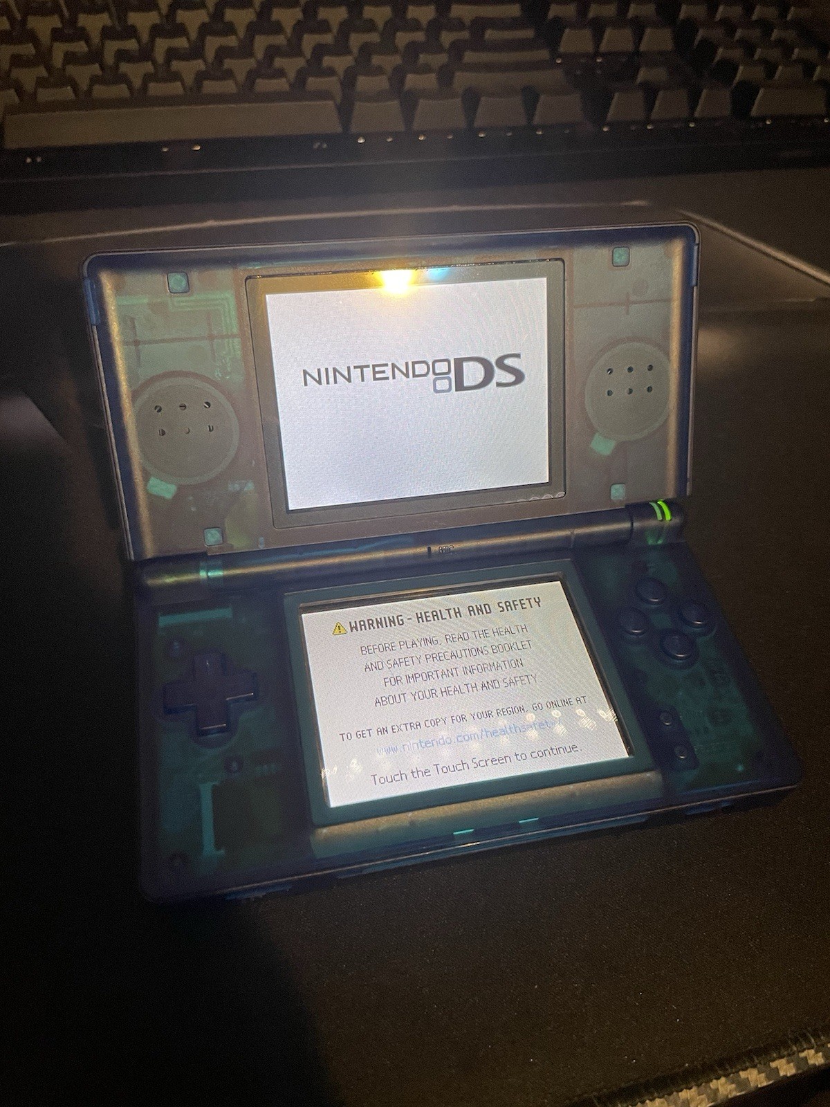 Nintendo DS Lite Blue Transparent Dual Screen Handheld Console