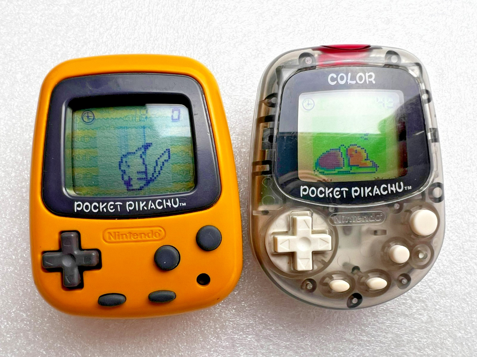 NINTENDO Pocket Pikachu Color Yellow & Clear Set of 2 Pedometer Pokemon Tested
